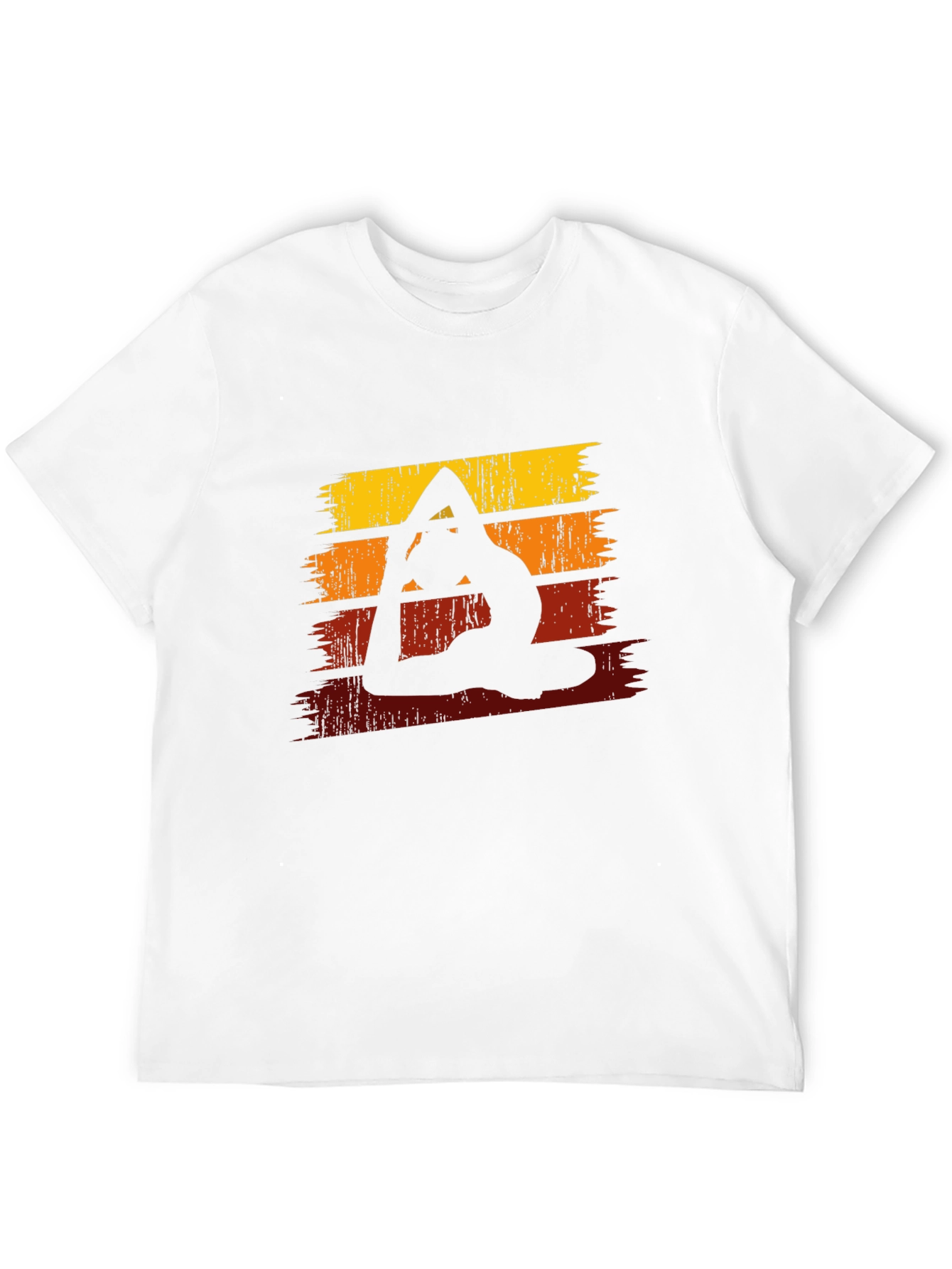 Yoga Silhouette Retro Striped Graphic Tee