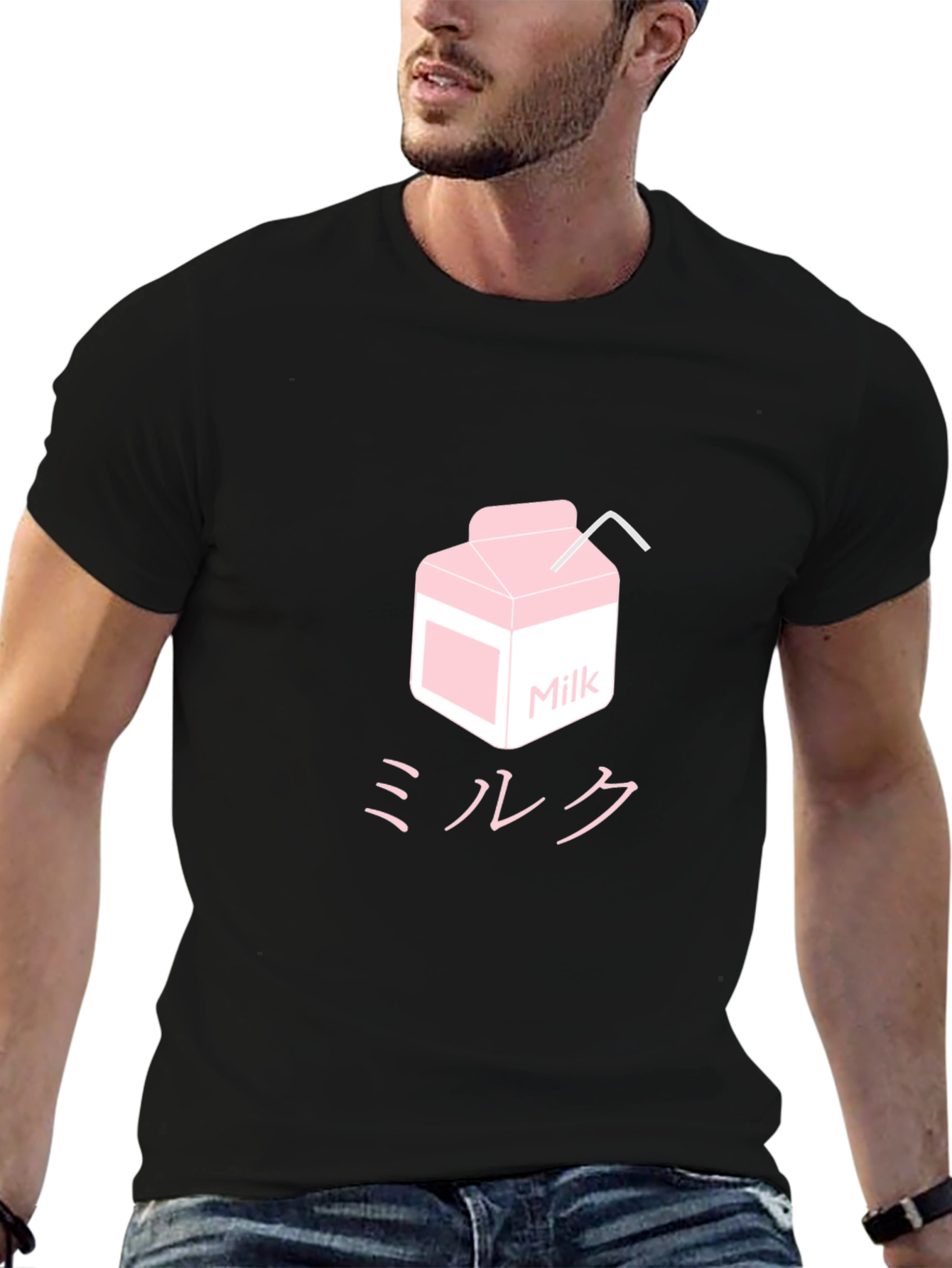Milk Carton Graphic Tee - Kawaii Anime Style Shirt