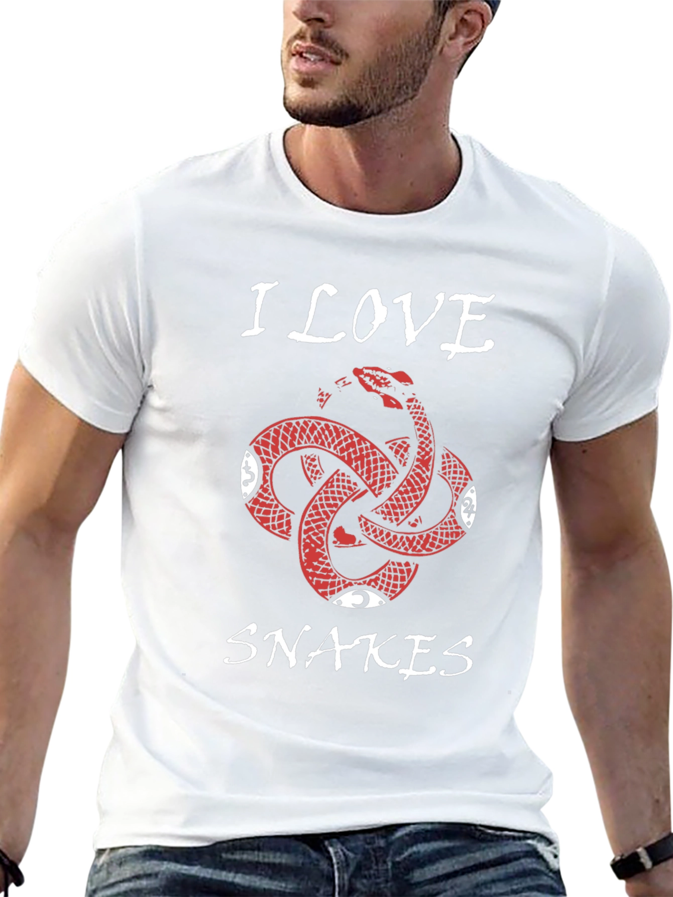 I Love Snakes Graphic Tee - Black Cotton T-Shirt