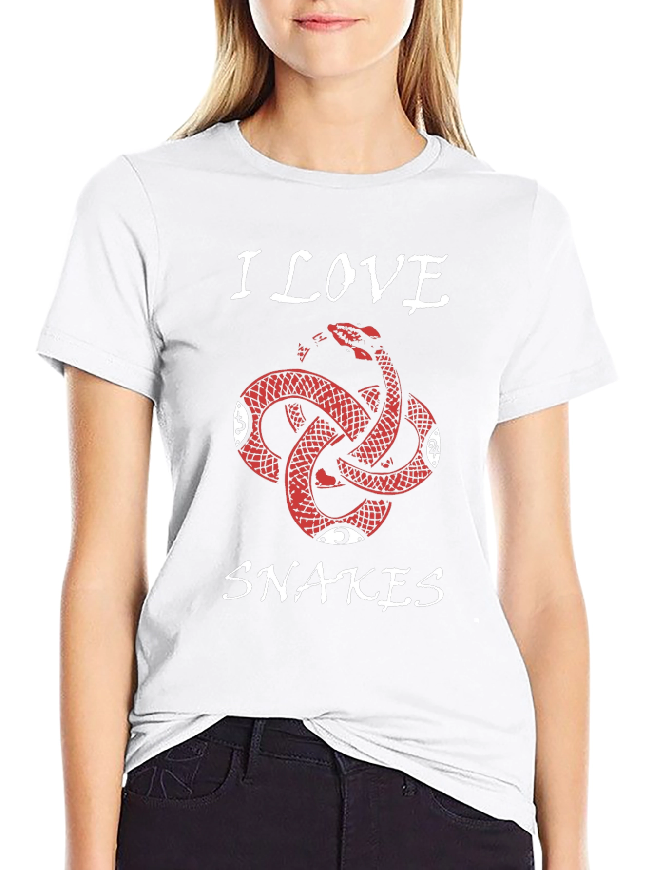 I Love Snakes Graphic Tee - Black Cotton T-Shirt