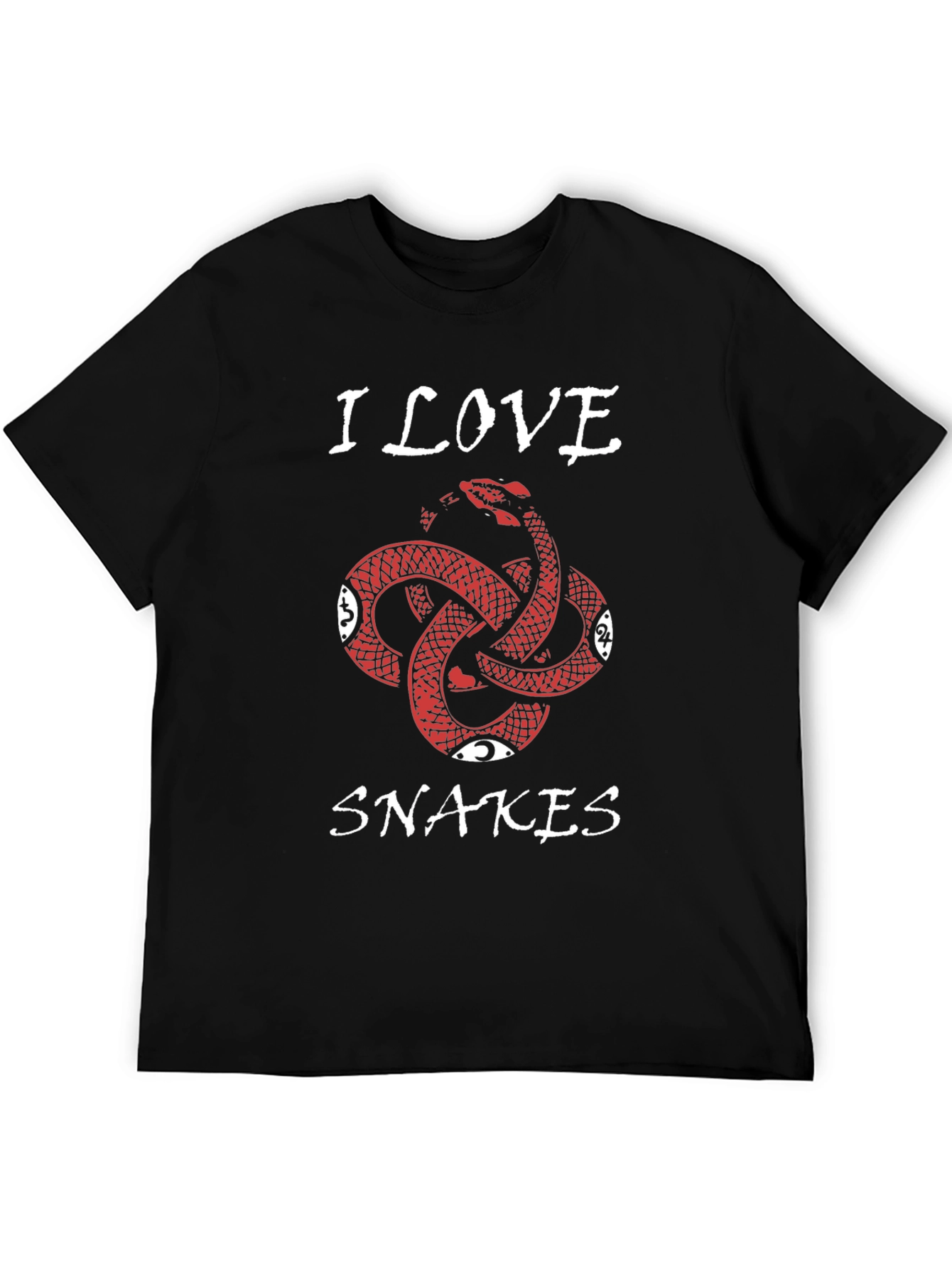 I Love Snakes Graphic Tee - Black Cotton T-Shirt