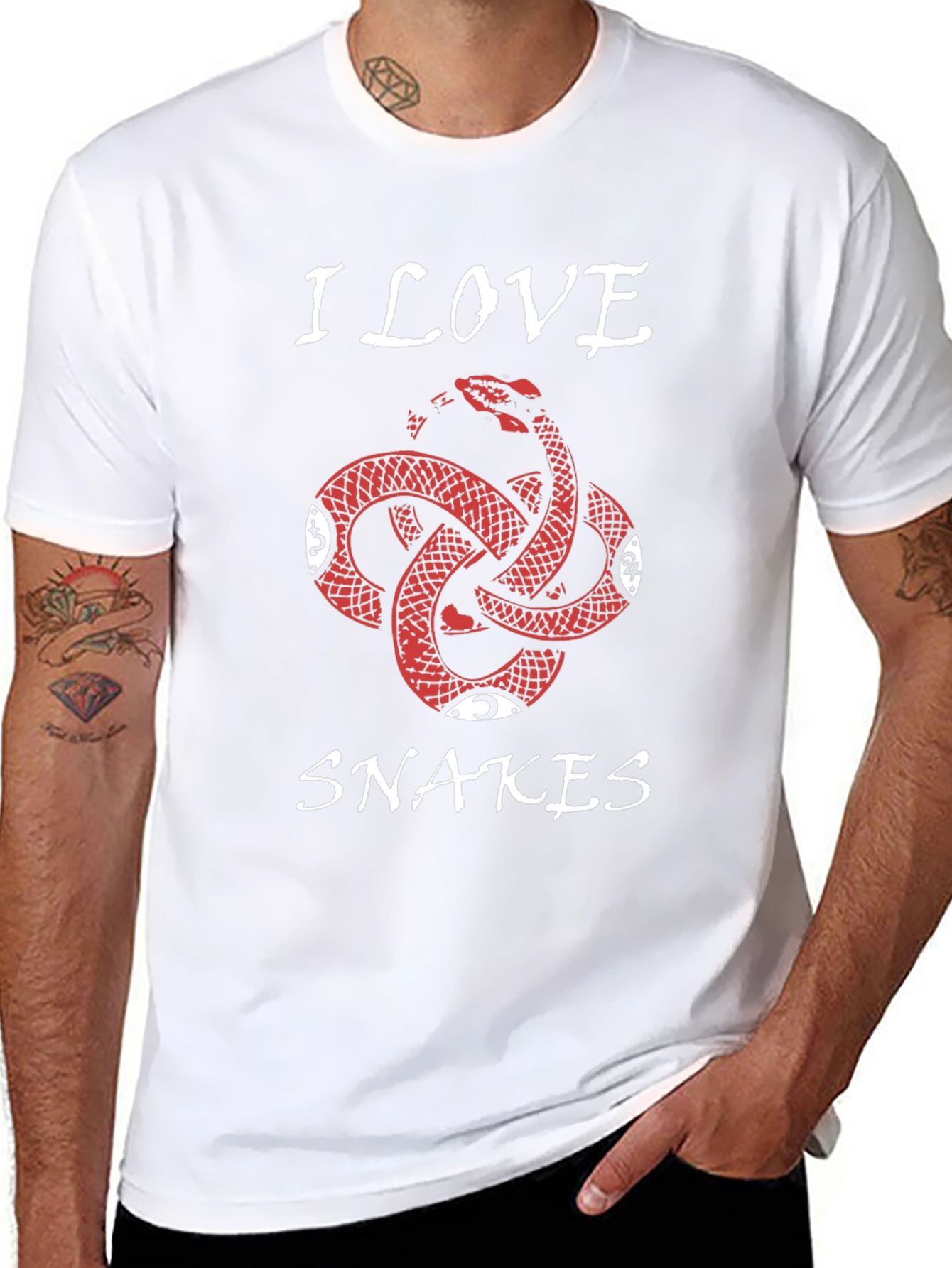 I Love Snakes Graphic Tee - Black Cotton T-Shirt
