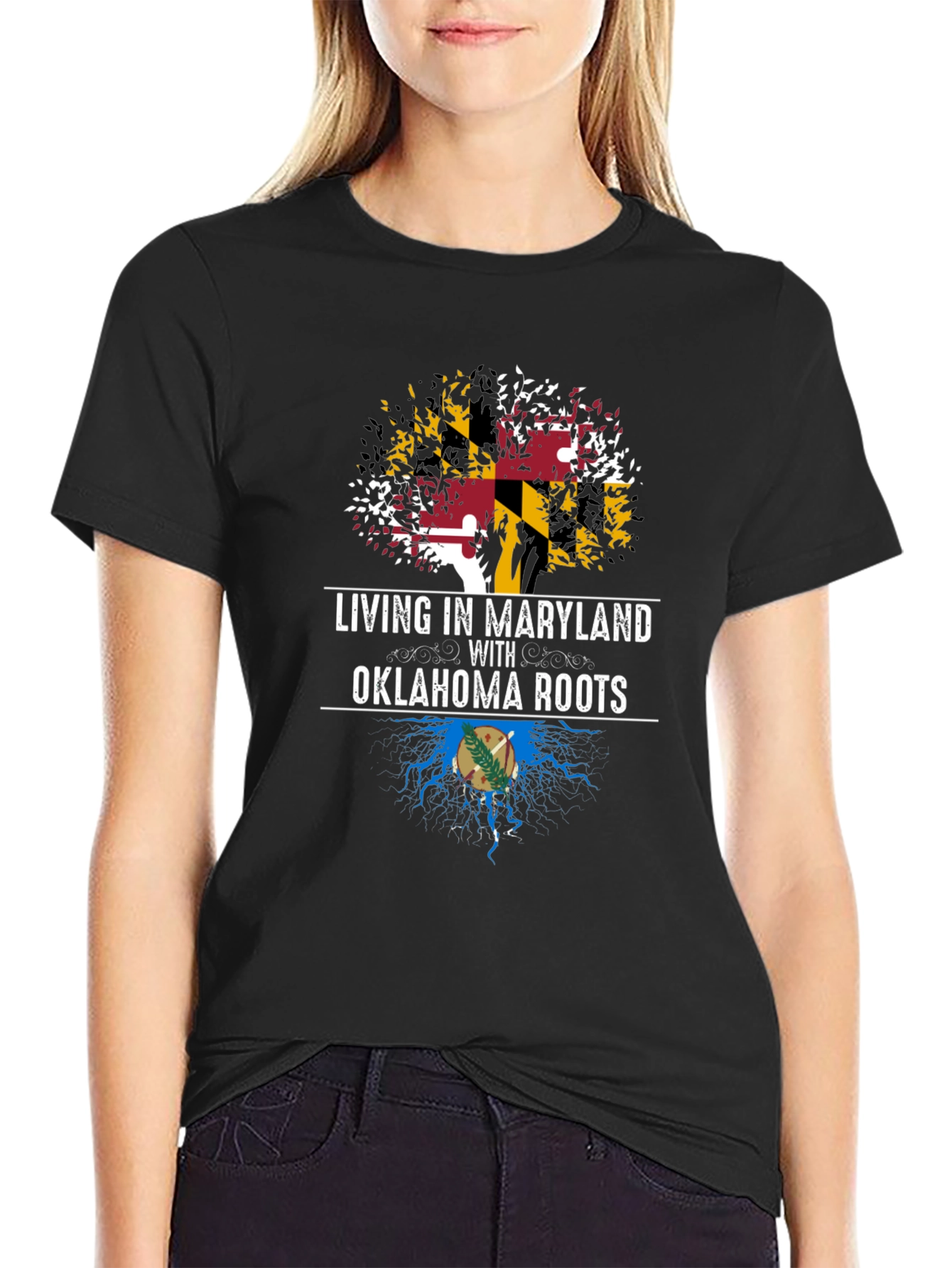 Maryland Roots T-Shirt: Living in Maryland with Oklahoma Roots