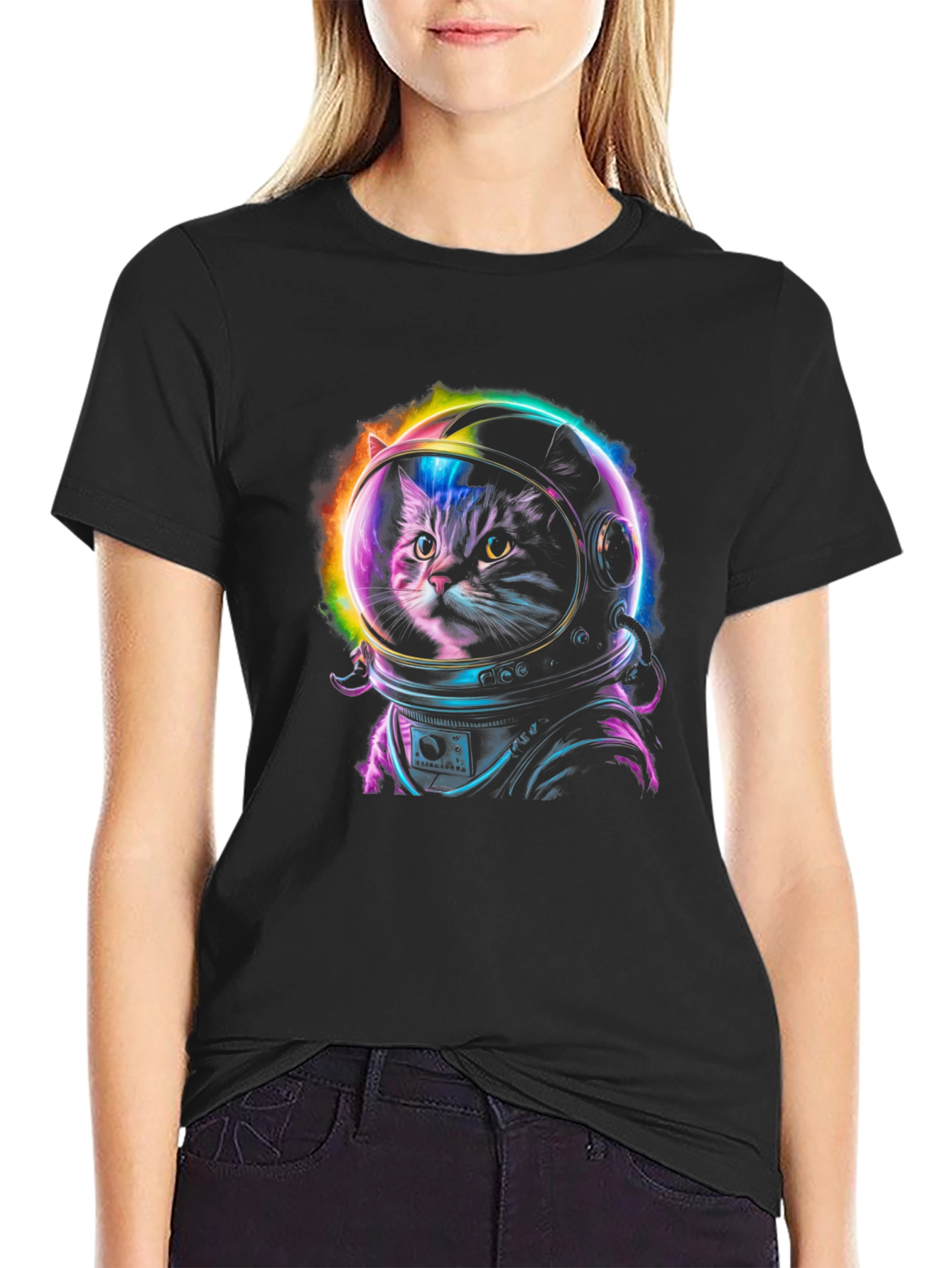 Cat Astronaut Graphic Tee - Space Kitten T-Shirt