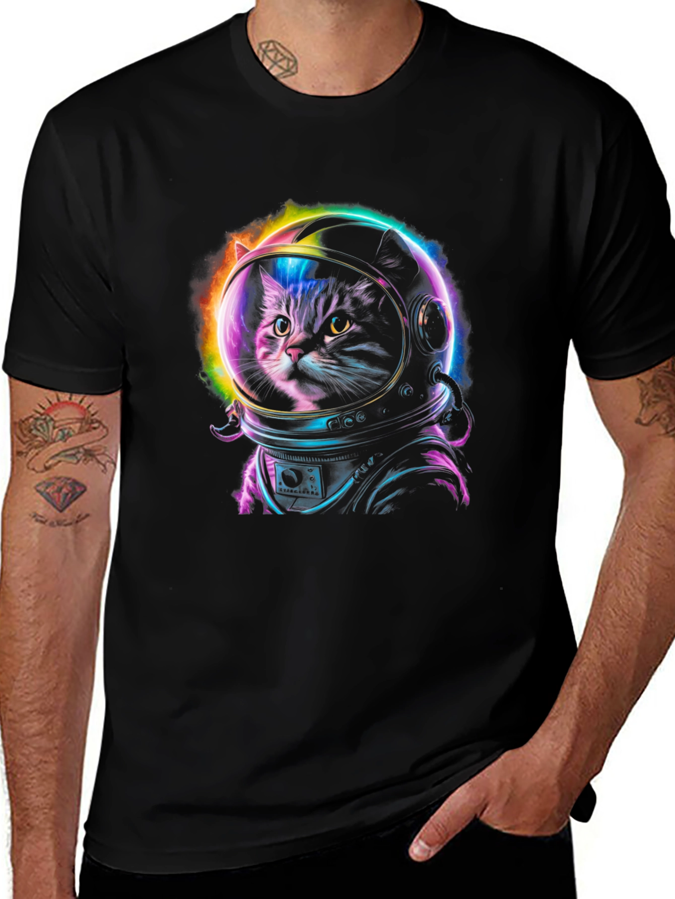 Cat Astronaut Graphic Tee - Space Kitten T-Shirt