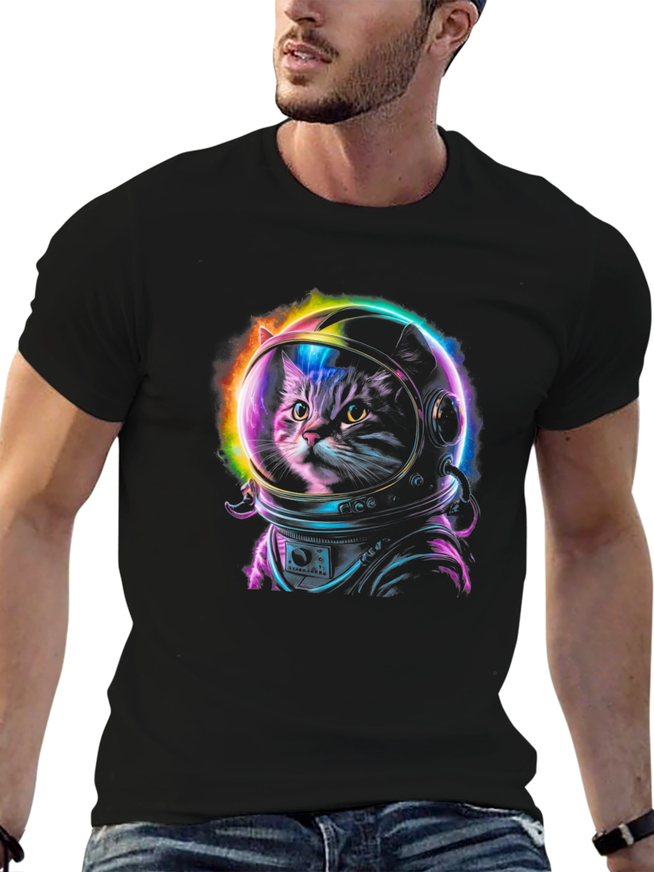 Cat Astronaut Graphic Tee - Space Kitten T-Shirt