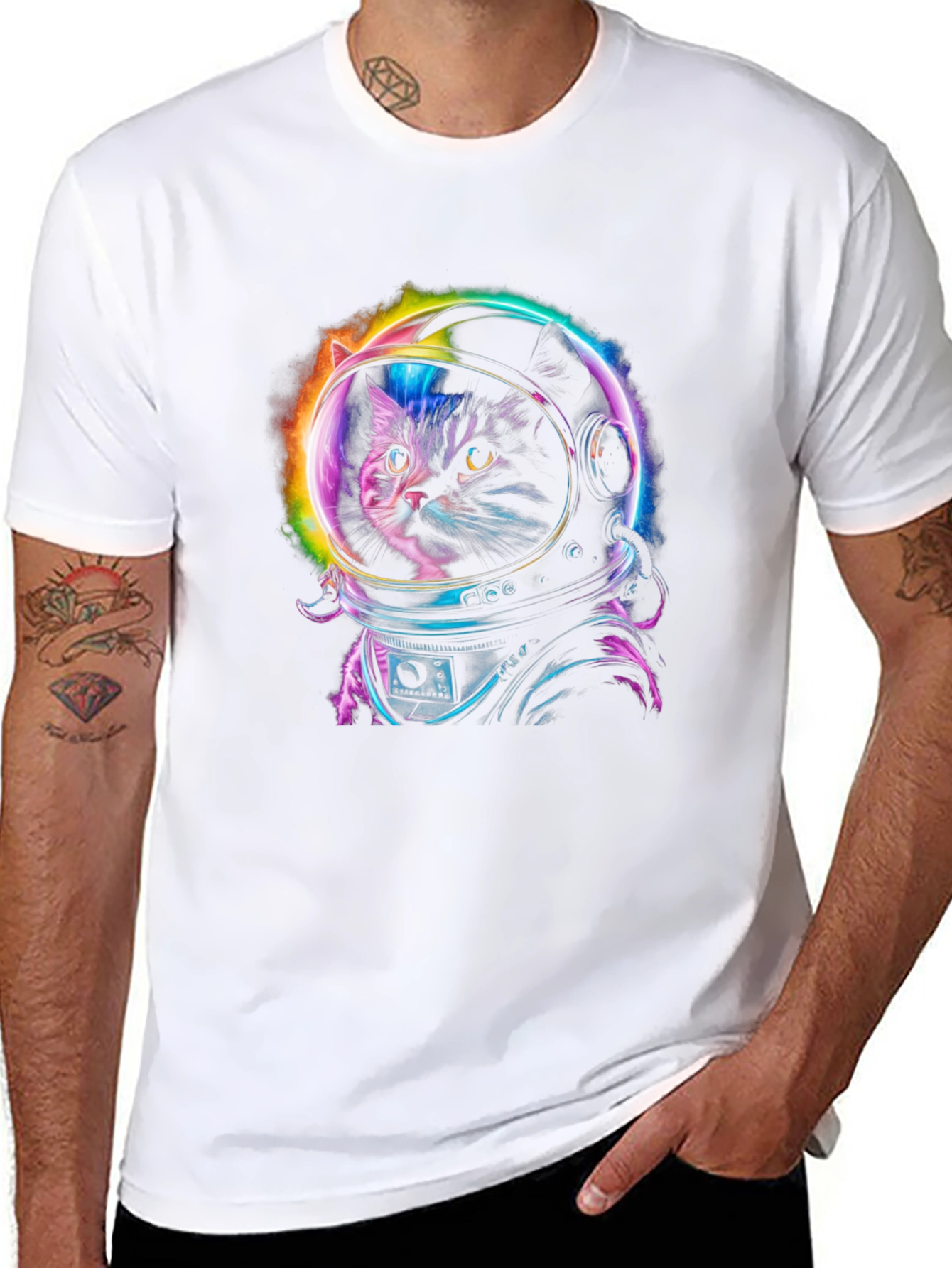 Cat Astronaut Graphic Tee - Space Kitten T-Shirt