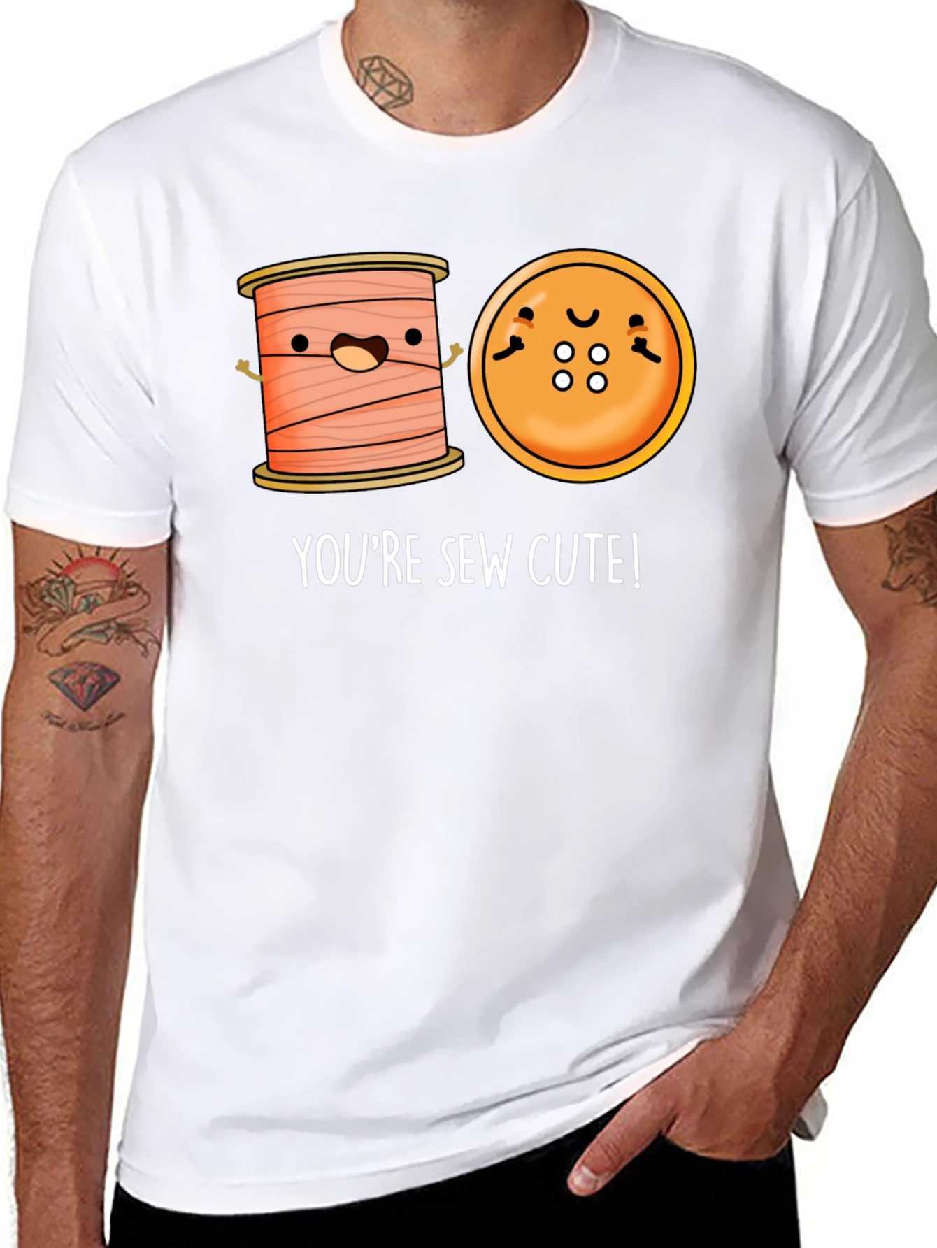 Sew Cute Cartoon Graphic Black T-Shirt