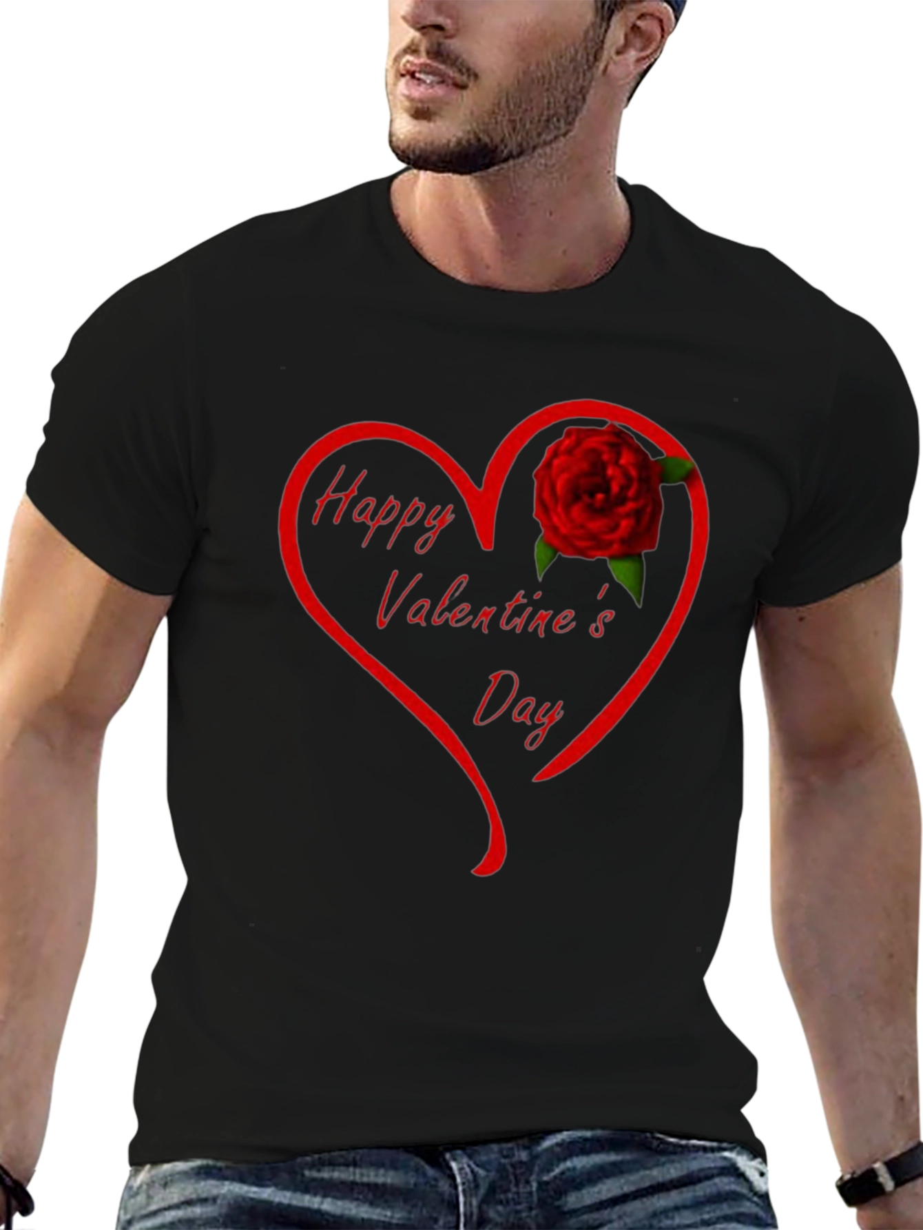 Valentines Day Heart Rose Graphic T-Shirt