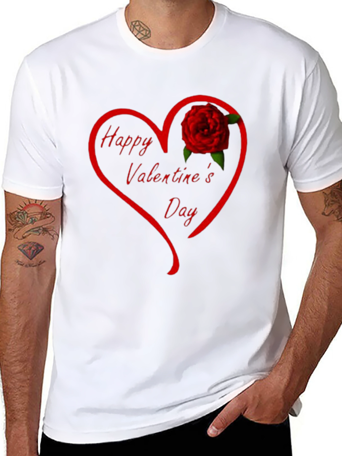 Valentines Day Heart Rose Graphic T-Shirt