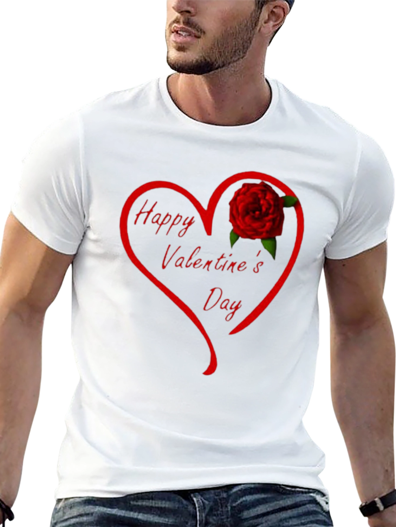 Valentines Day Heart Rose Graphic T-Shirt