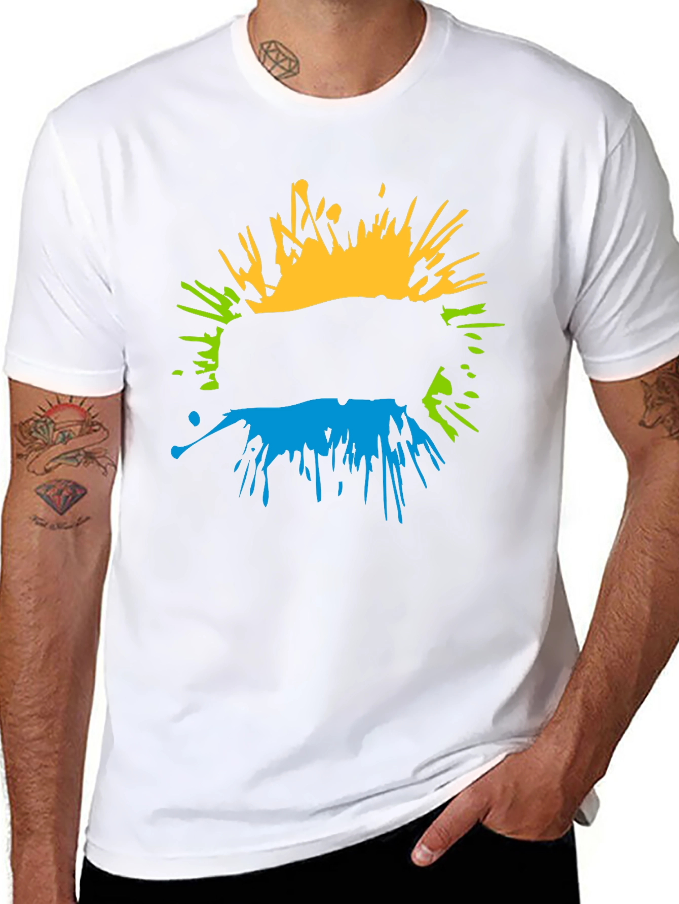 Abstract Splatter Graphic Black T-Shirt