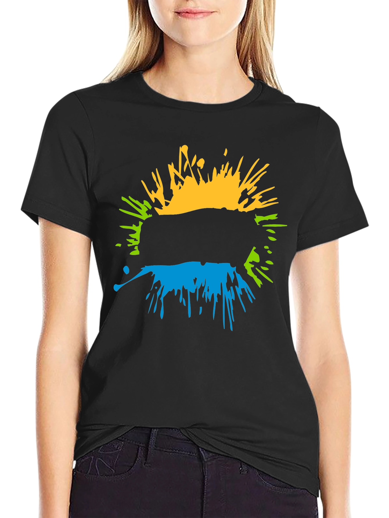 Abstract Splatter Graphic Black T-Shirt