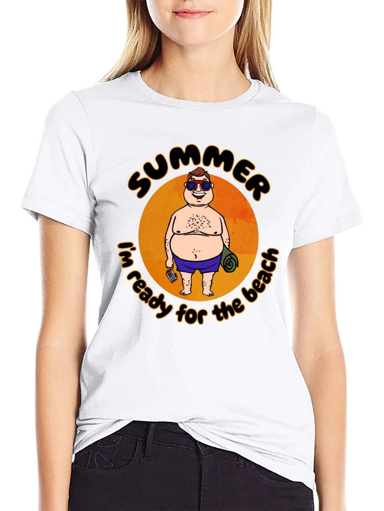 Summer Beach Ready T-Shirt - Cartoon Graphic