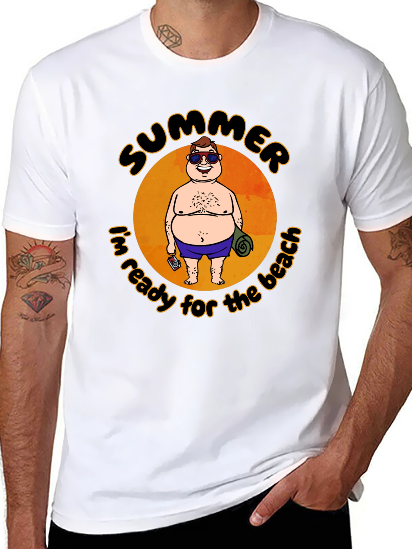 Summer Beach Ready T-Shirt - Cartoon Graphic