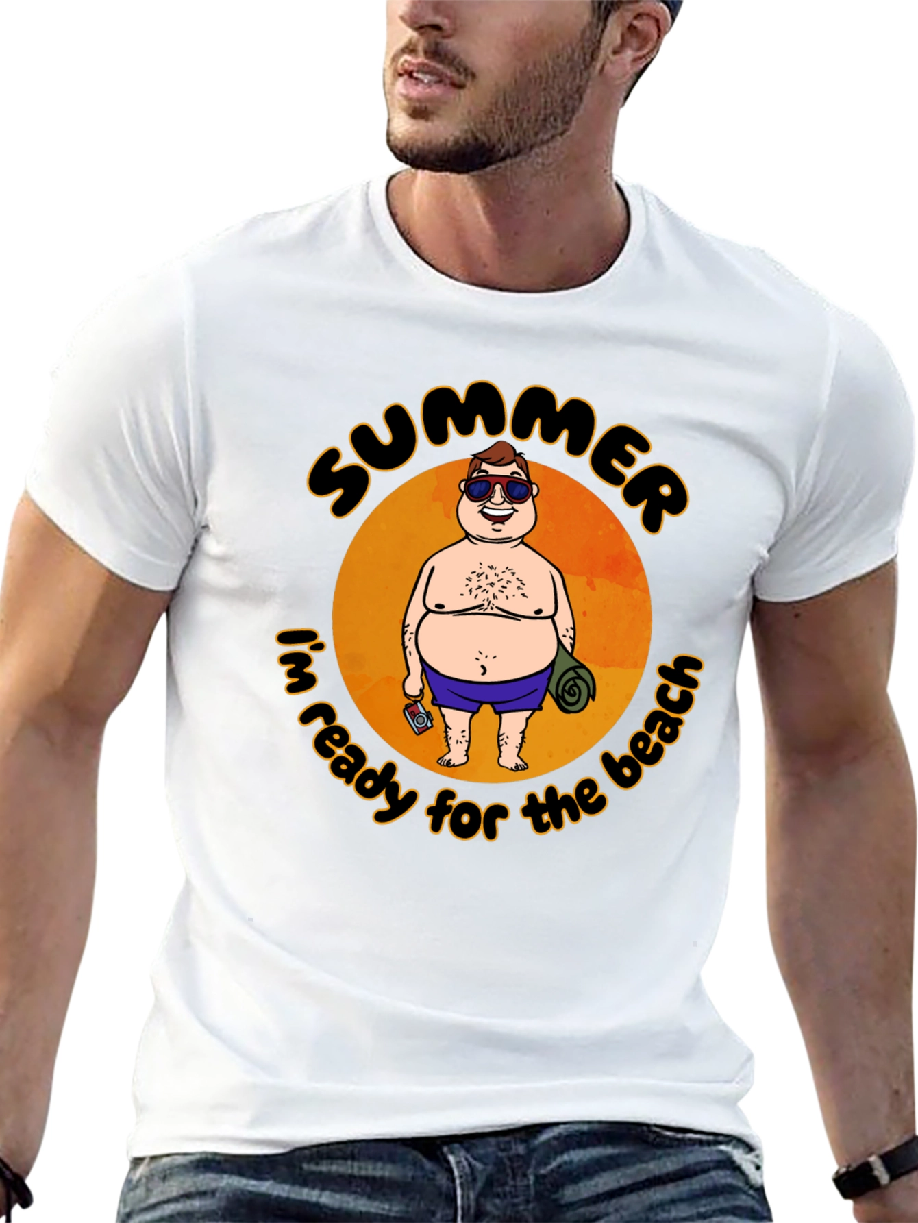 Summer Beach Ready T-Shirt - Cartoon Graphic
