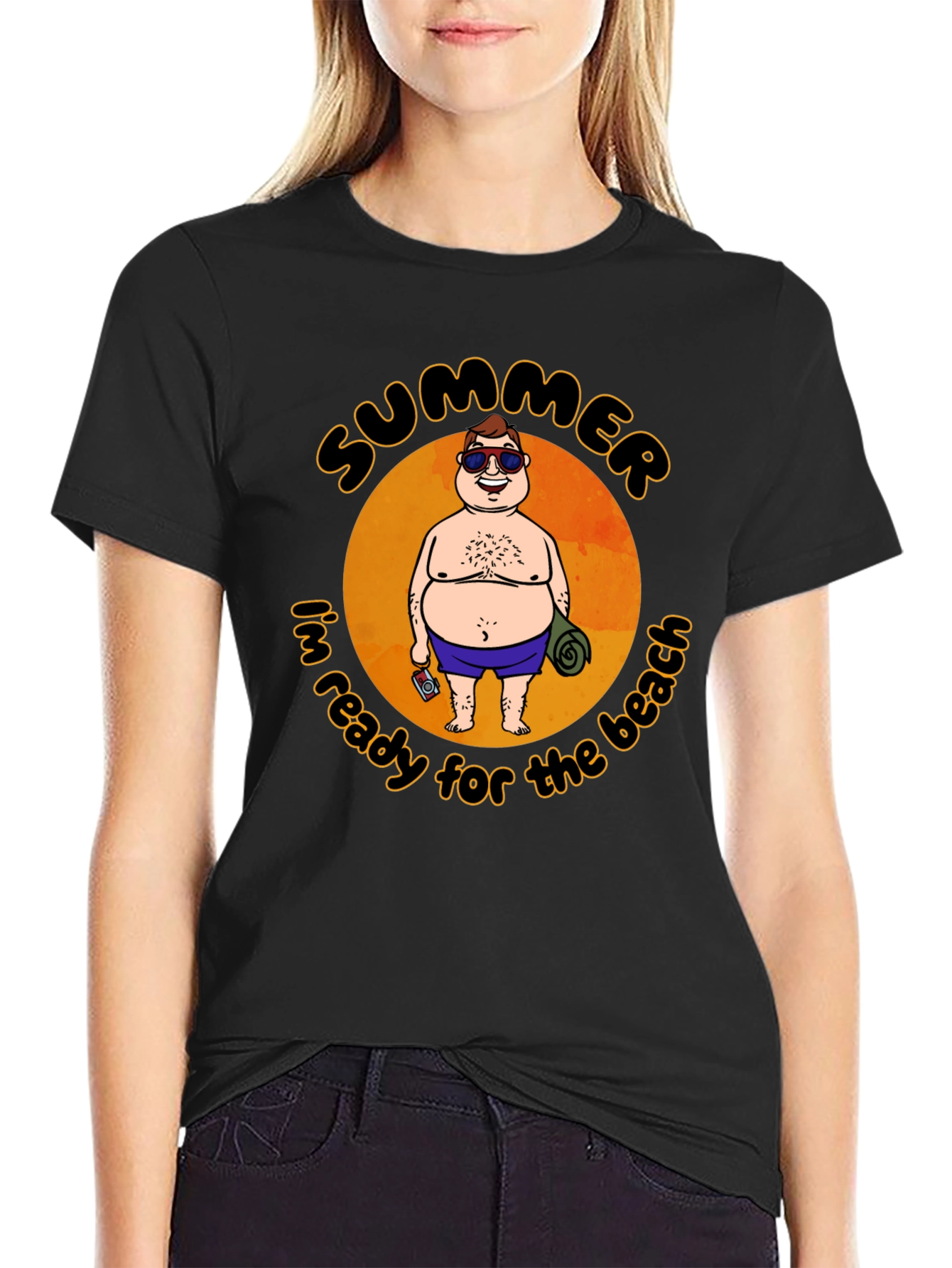 Summer Beach Ready T-Shirt - Cartoon Graphic