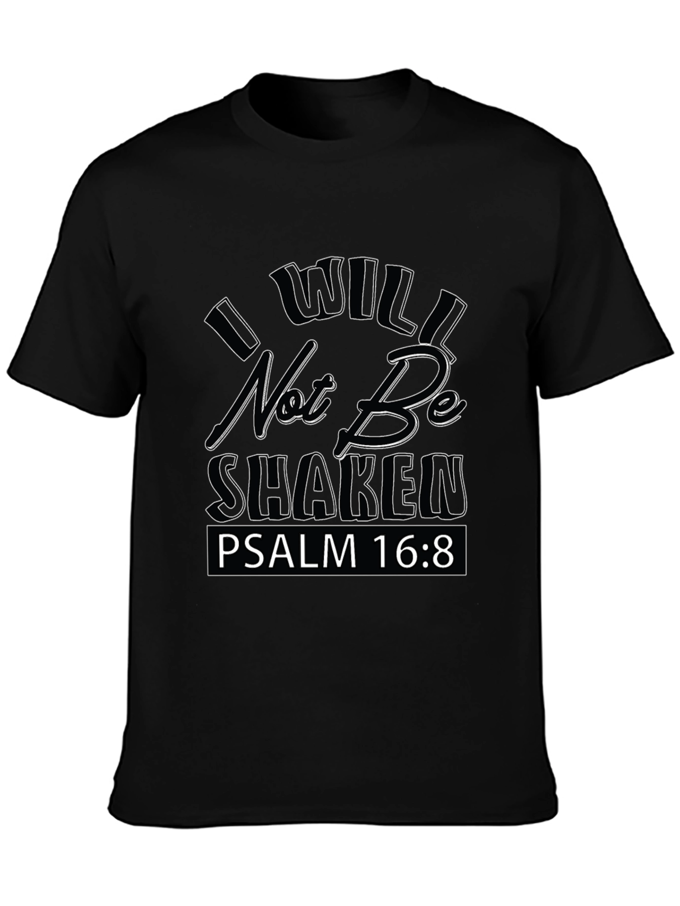 I Will Not Be Shaken Black Graphic Tee
