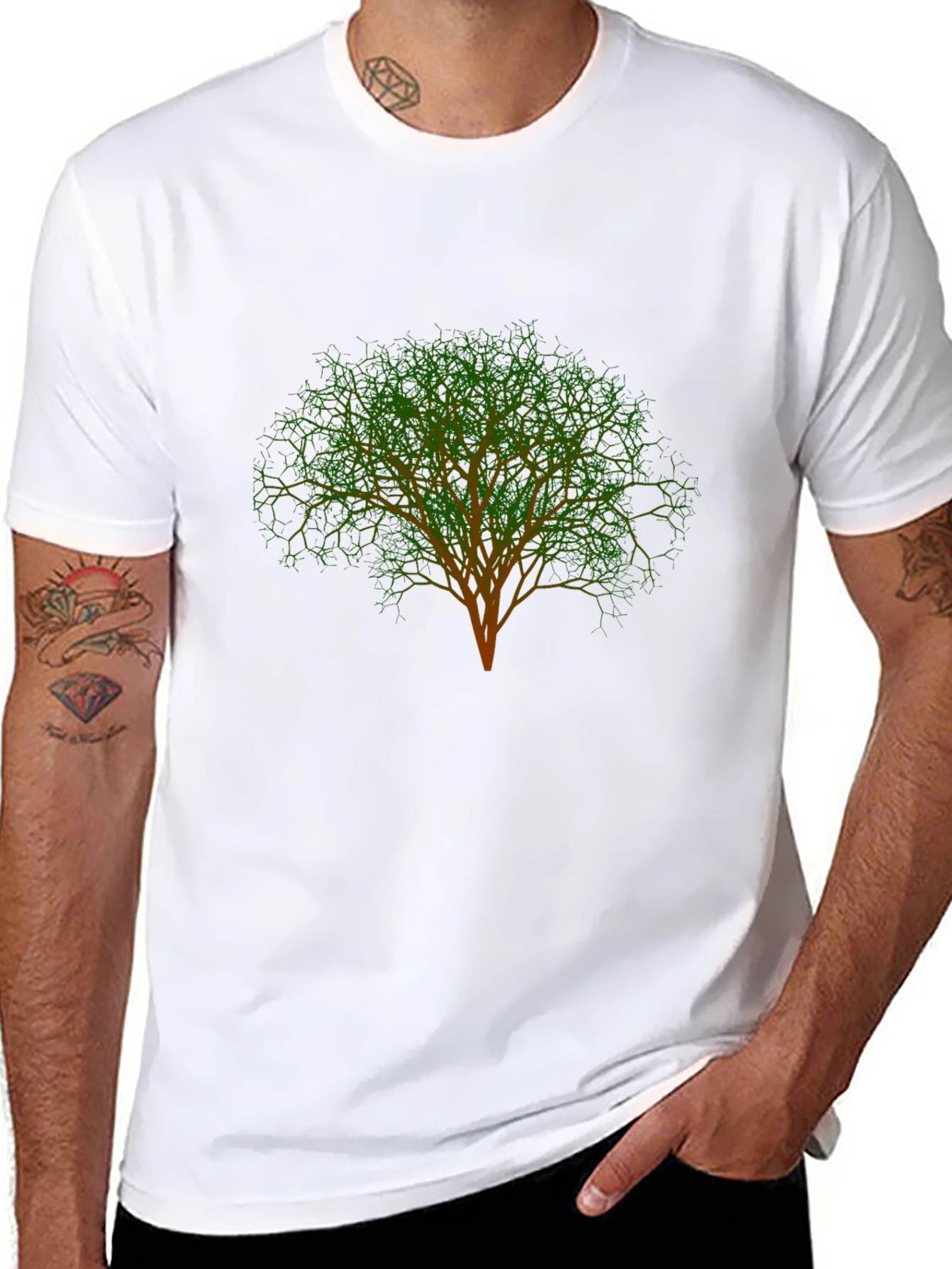 Tree Graphic Black T-Shirt Casual Tee