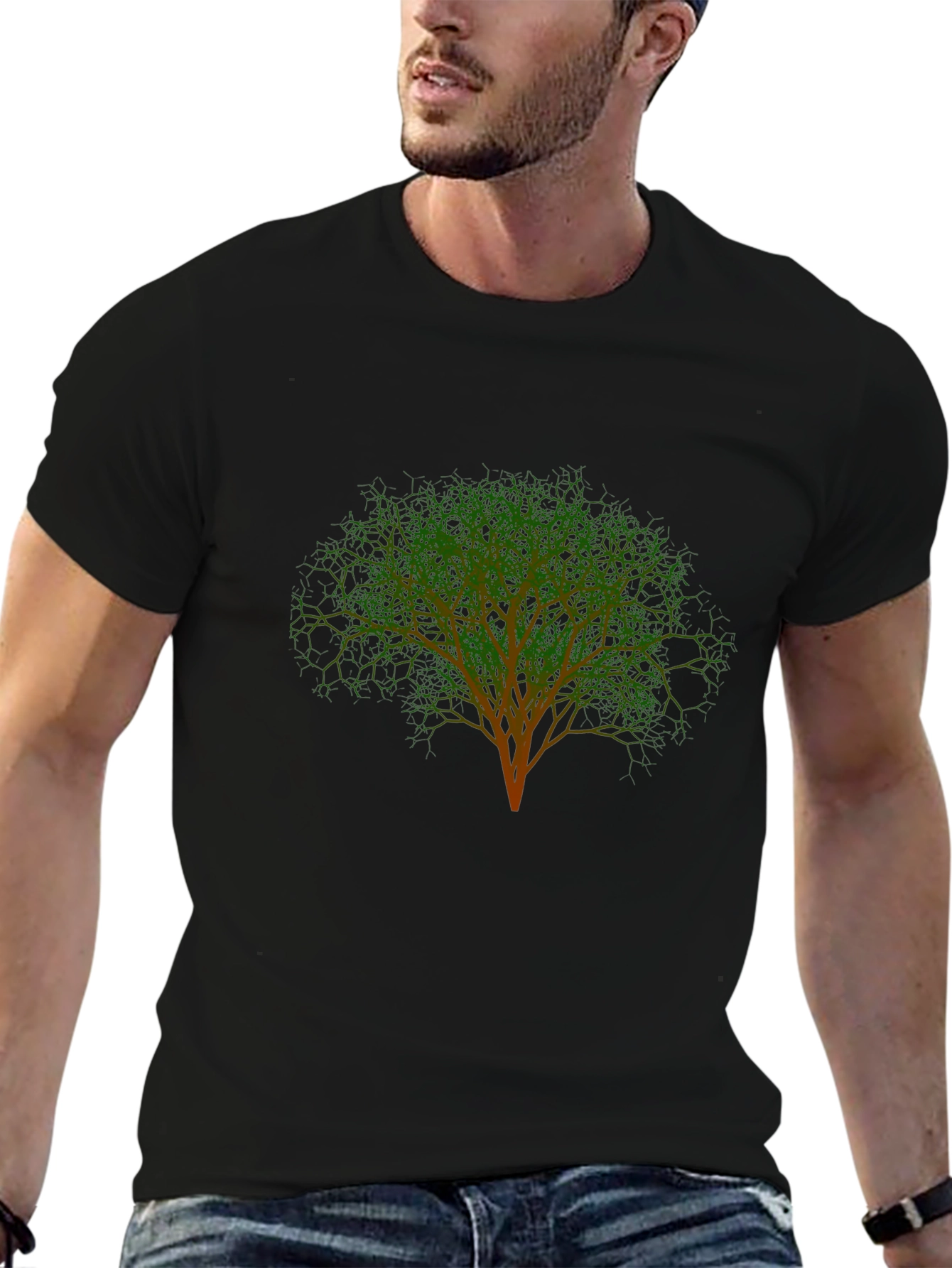 Tree Graphic Black T-Shirt Casual Tee