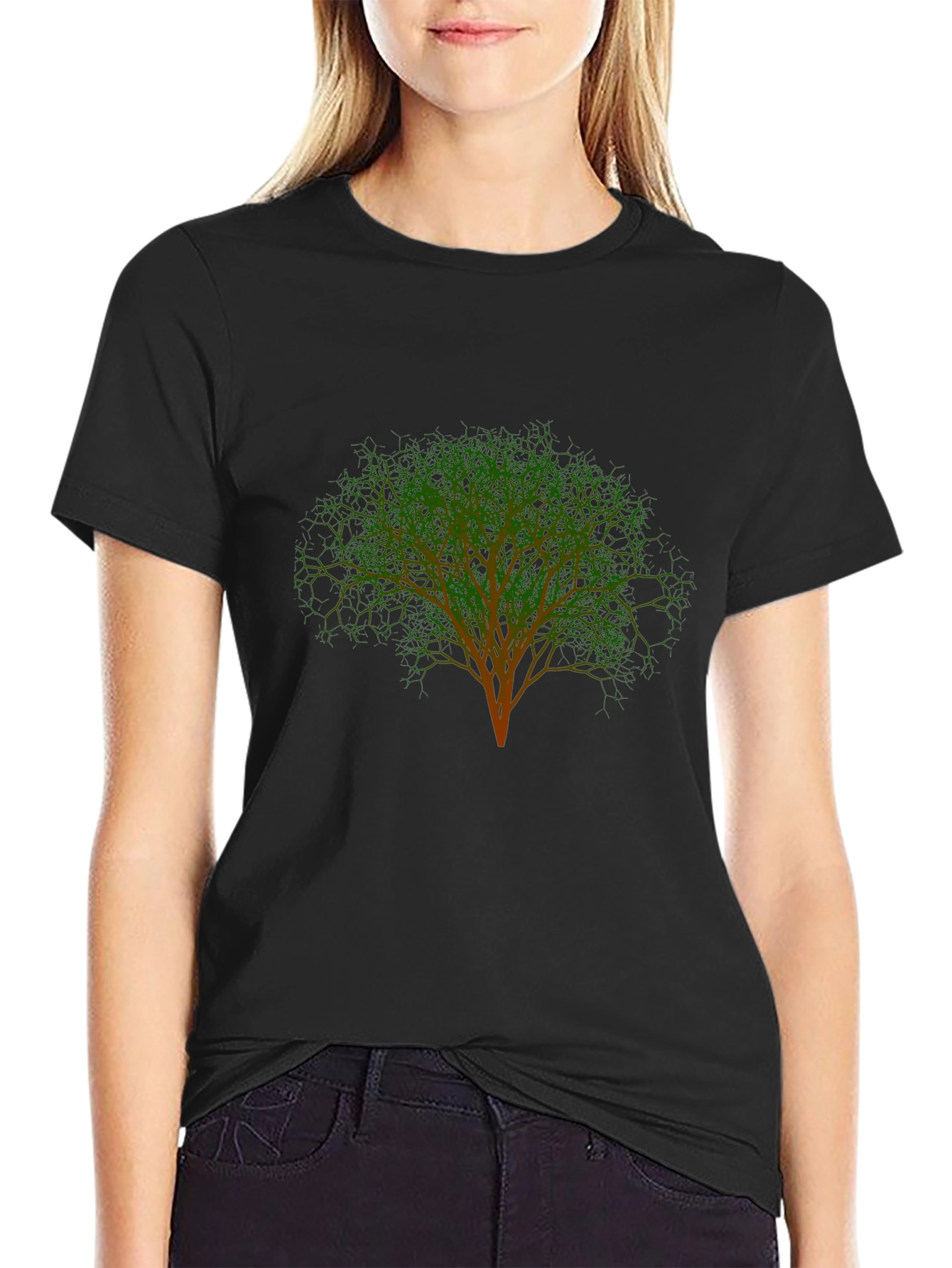 Tree Graphic Black T-Shirt Casual Tee