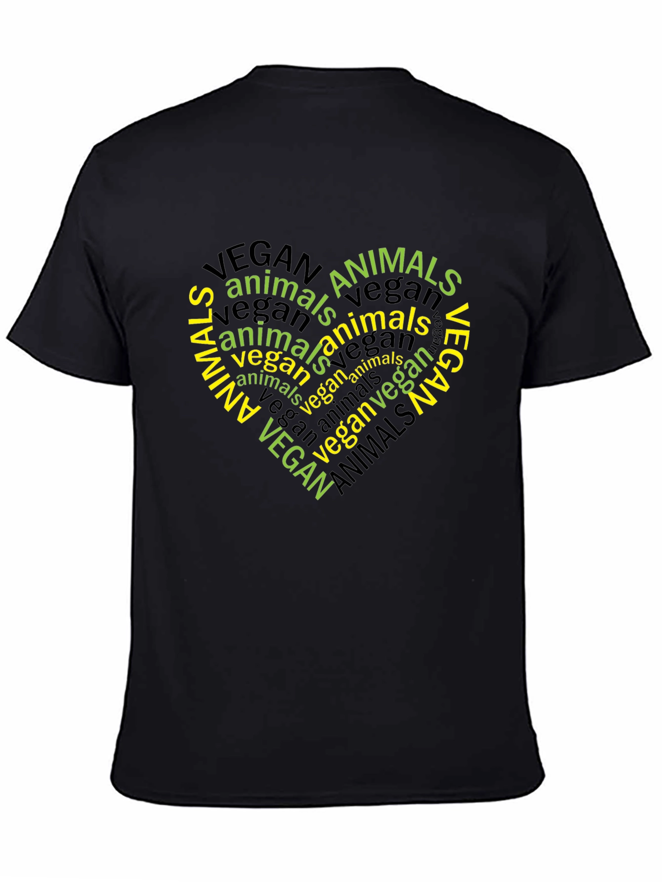 Vegan Animals Heart T-Shirt - Black Graphic Tee
