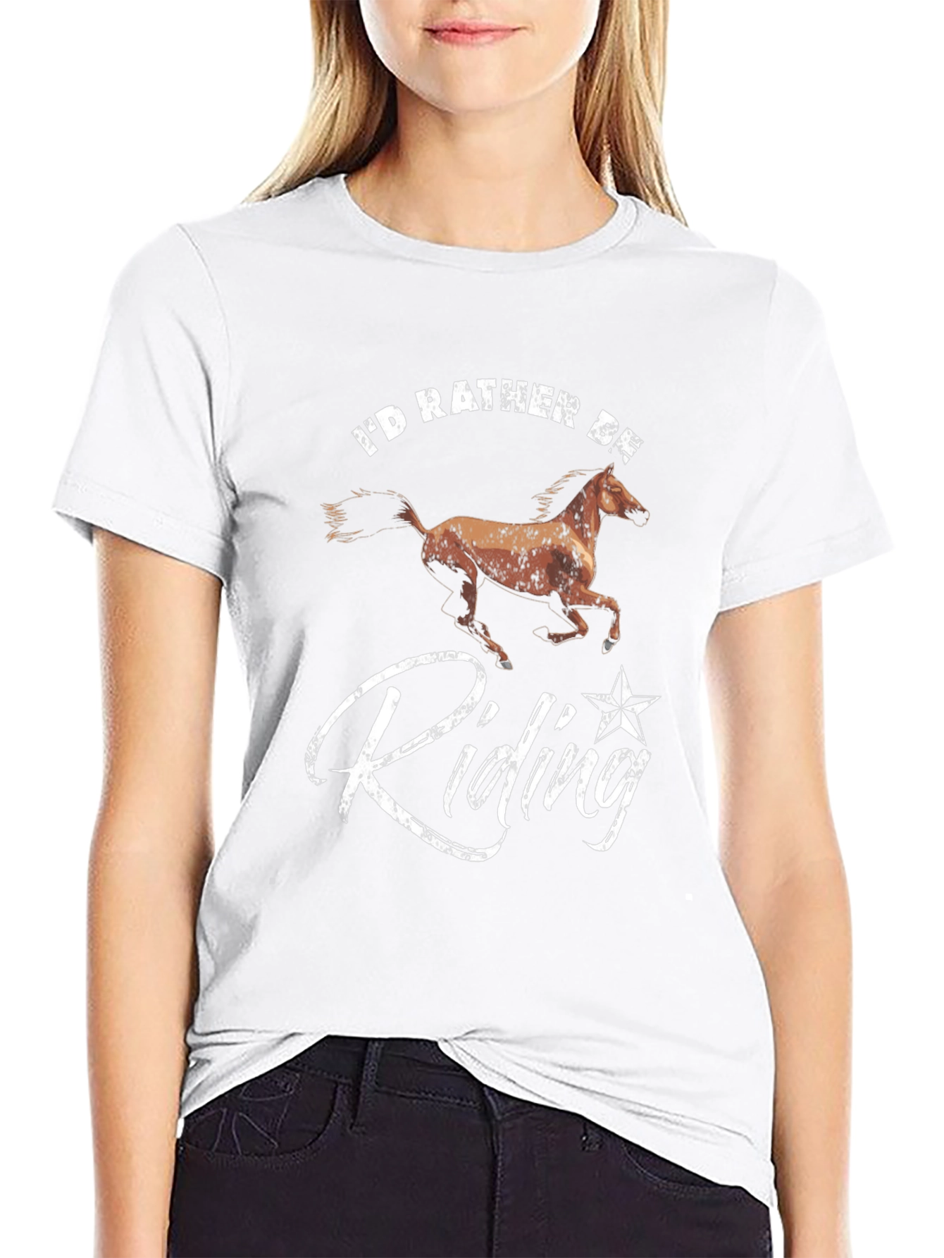 Id Rather Be Riding Horse Graphic Tee