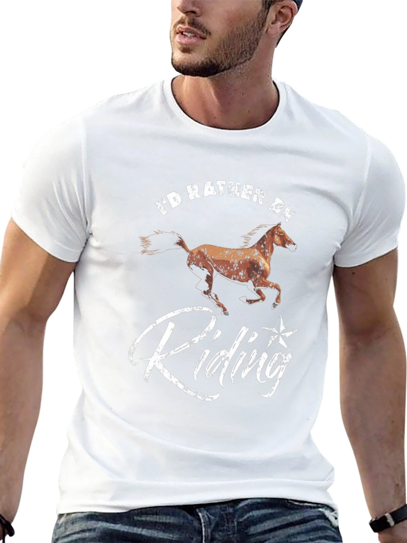 Id Rather Be Riding Horse Graphic Tee