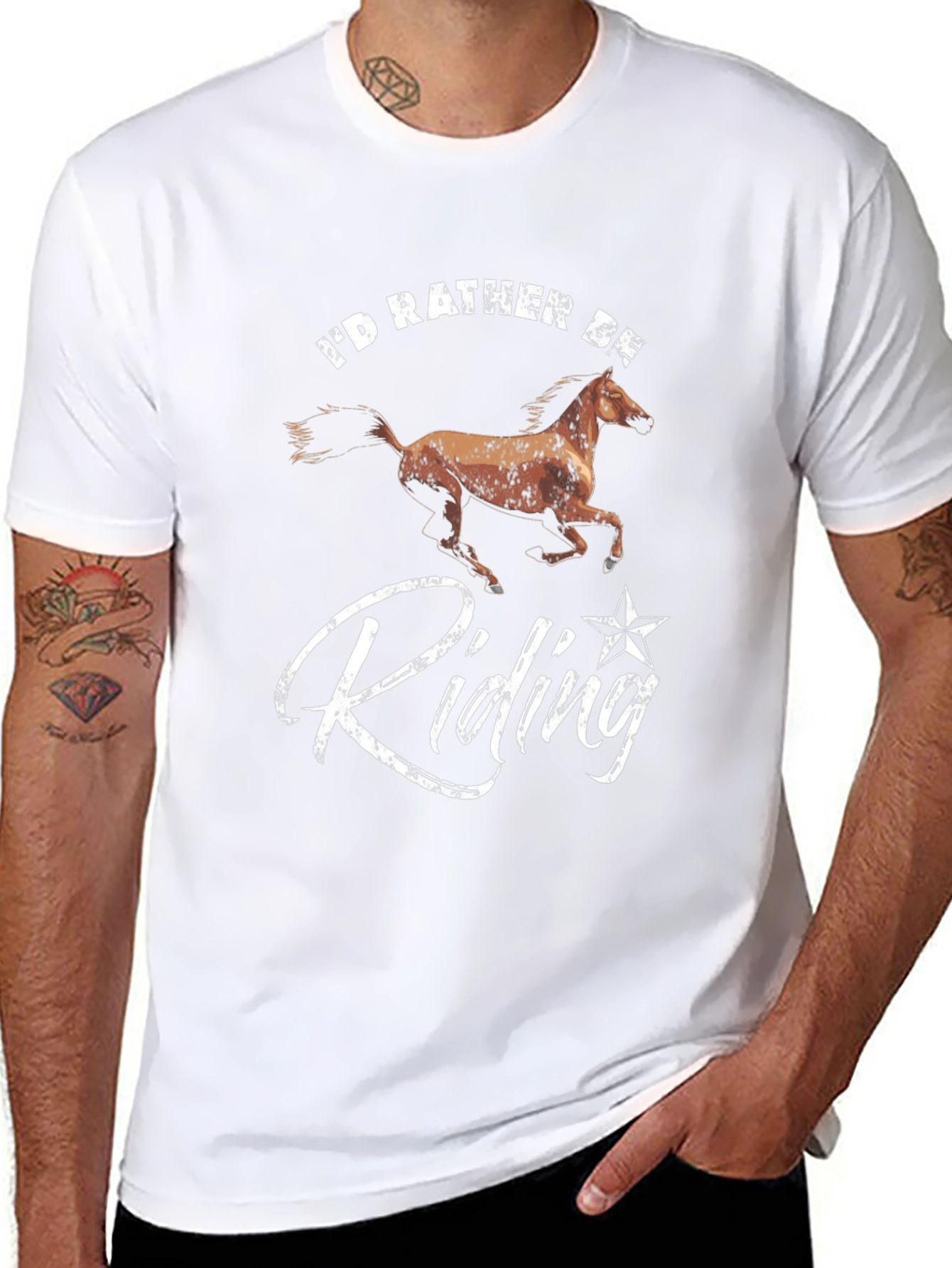 Id Rather Be Riding Horse Graphic Tee