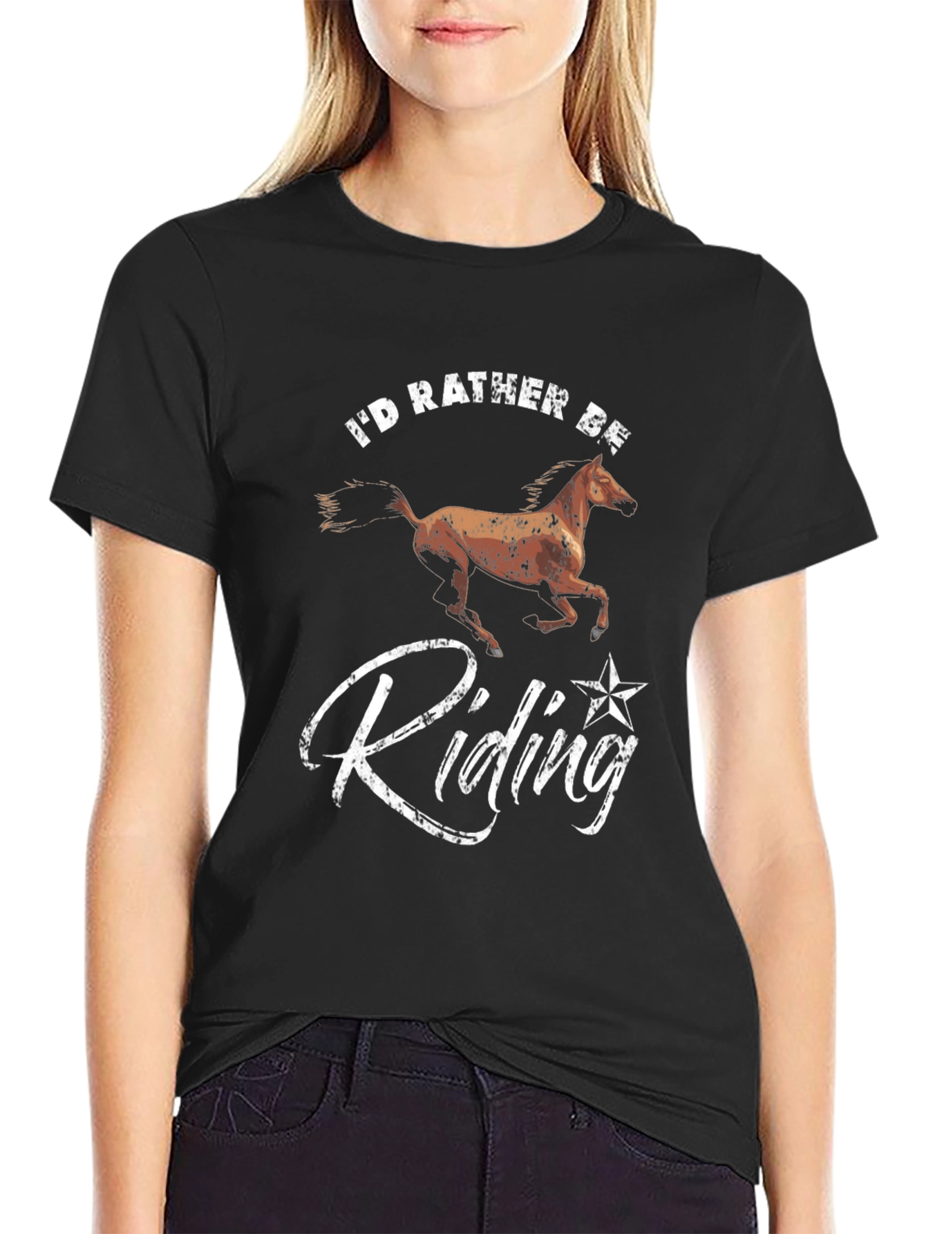 Id Rather Be Riding Horse Graphic Tee