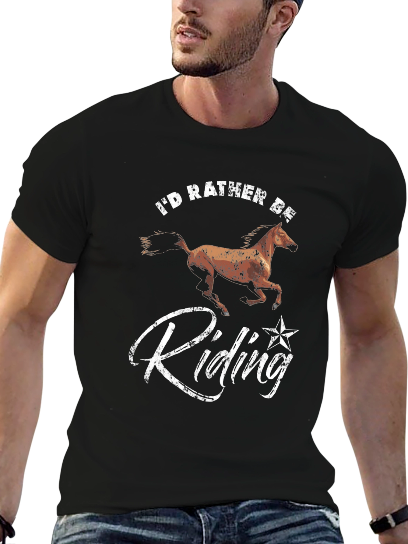 Id Rather Be Riding Horse Graphic Tee