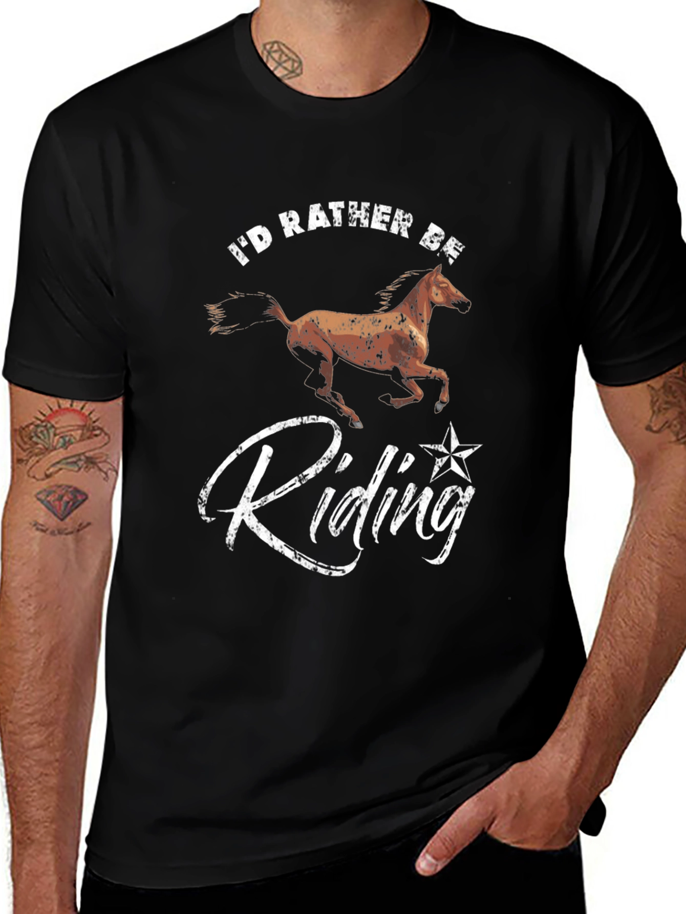 Id Rather Be Riding Horse Graphic Tee