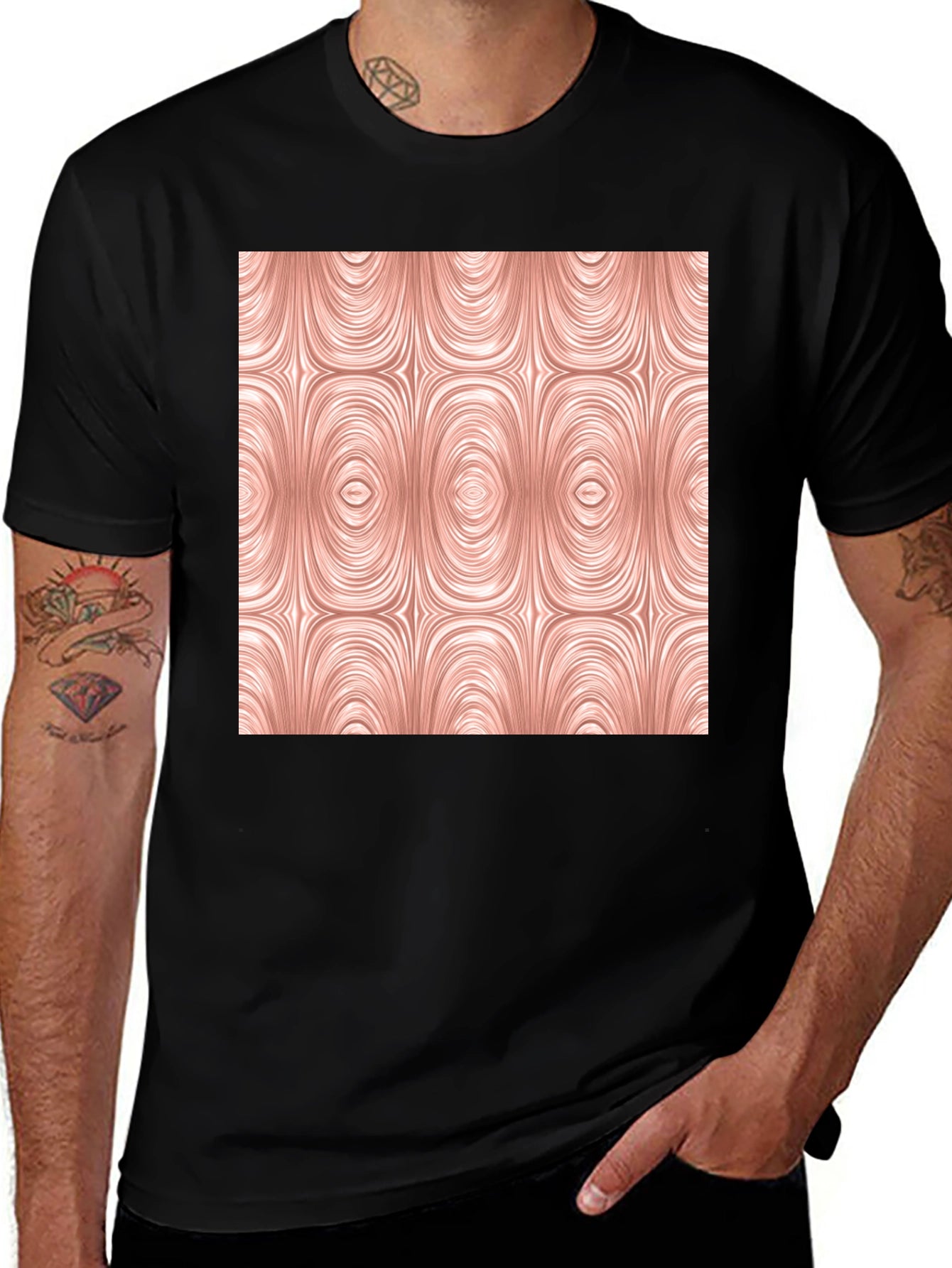 Abstract Oval Pattern Black Tee