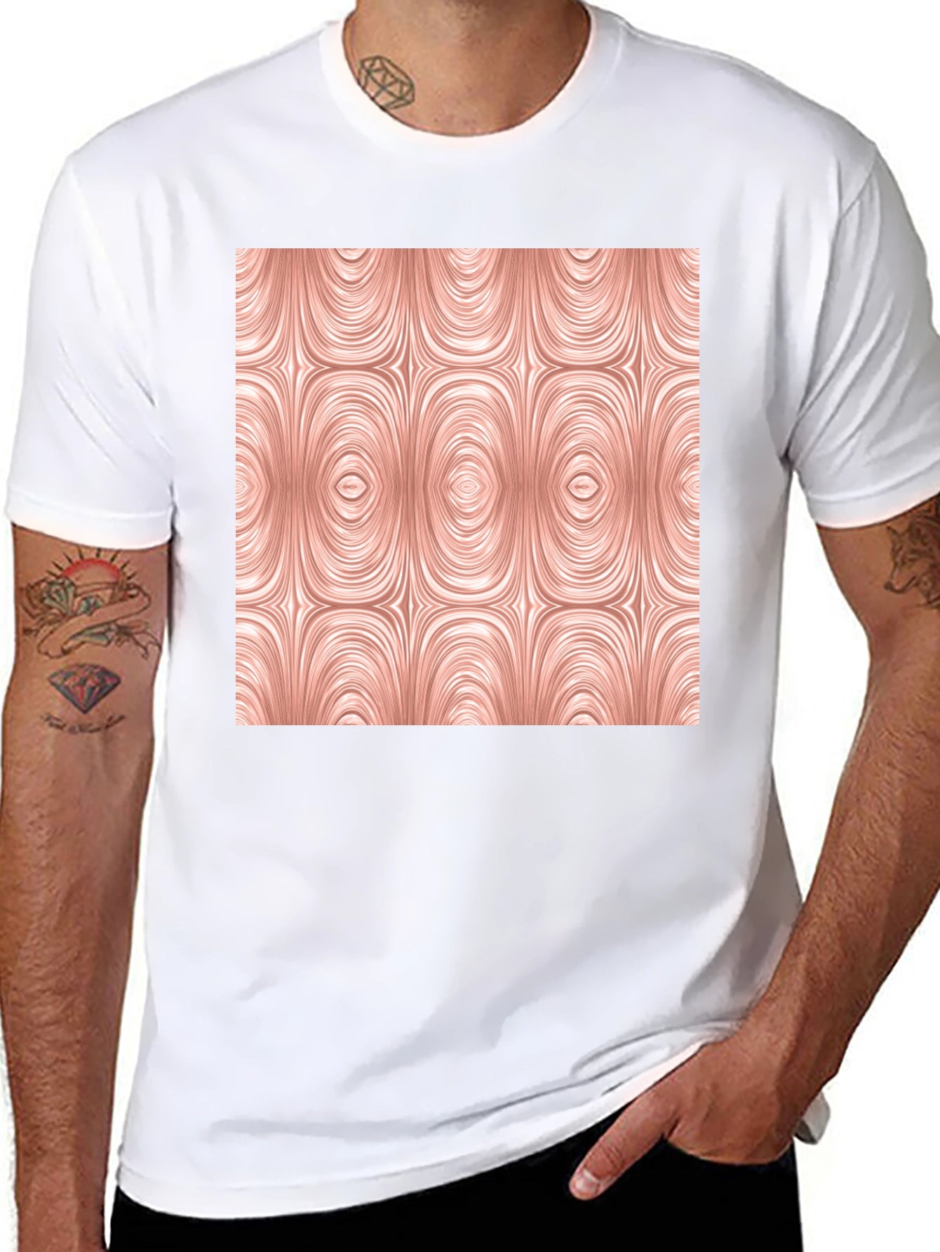 Abstract Oval Pattern Black Tee