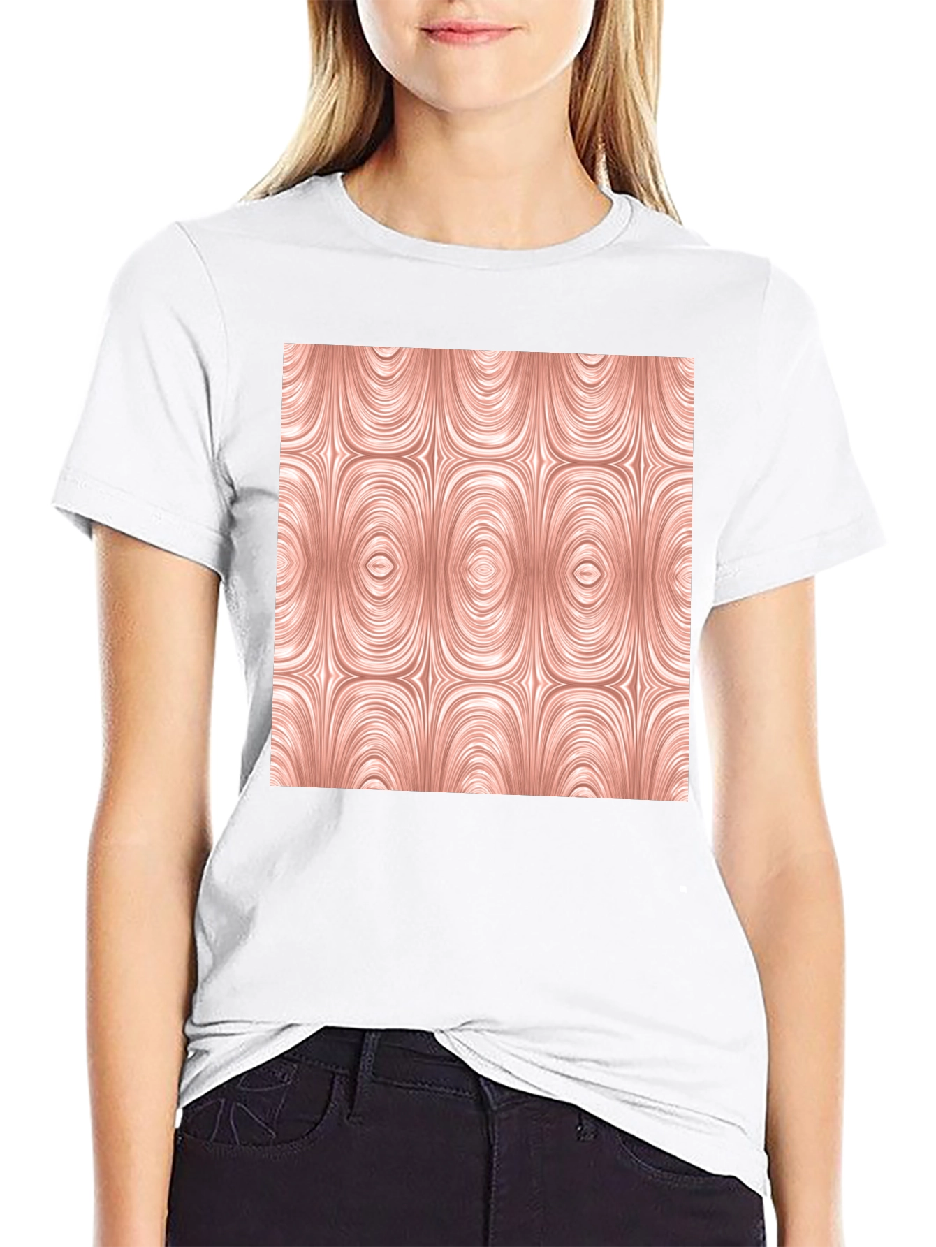 Abstract Oval Pattern Black Tee