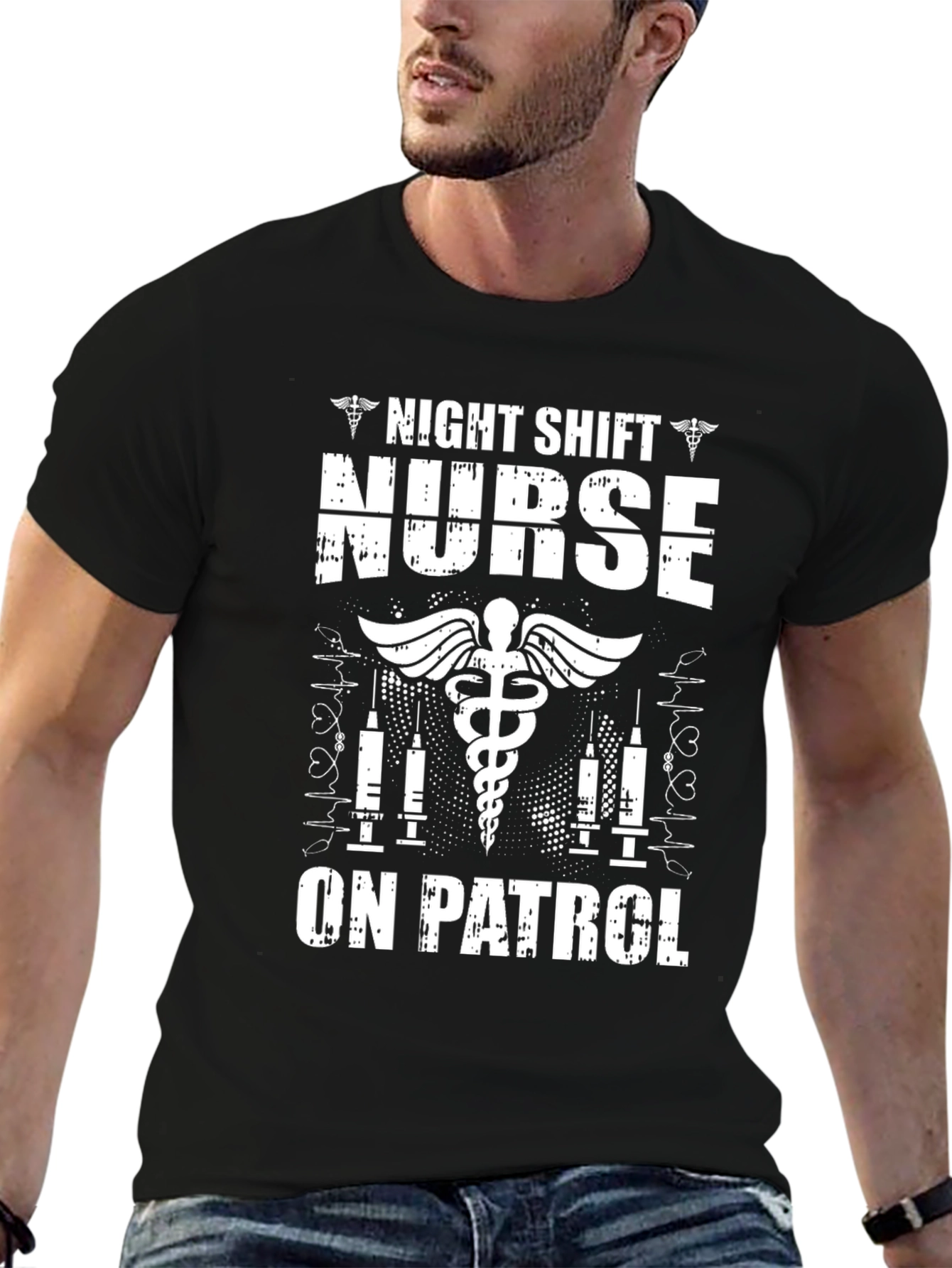 Night Shift Nurse On Patrol Graphic Tee