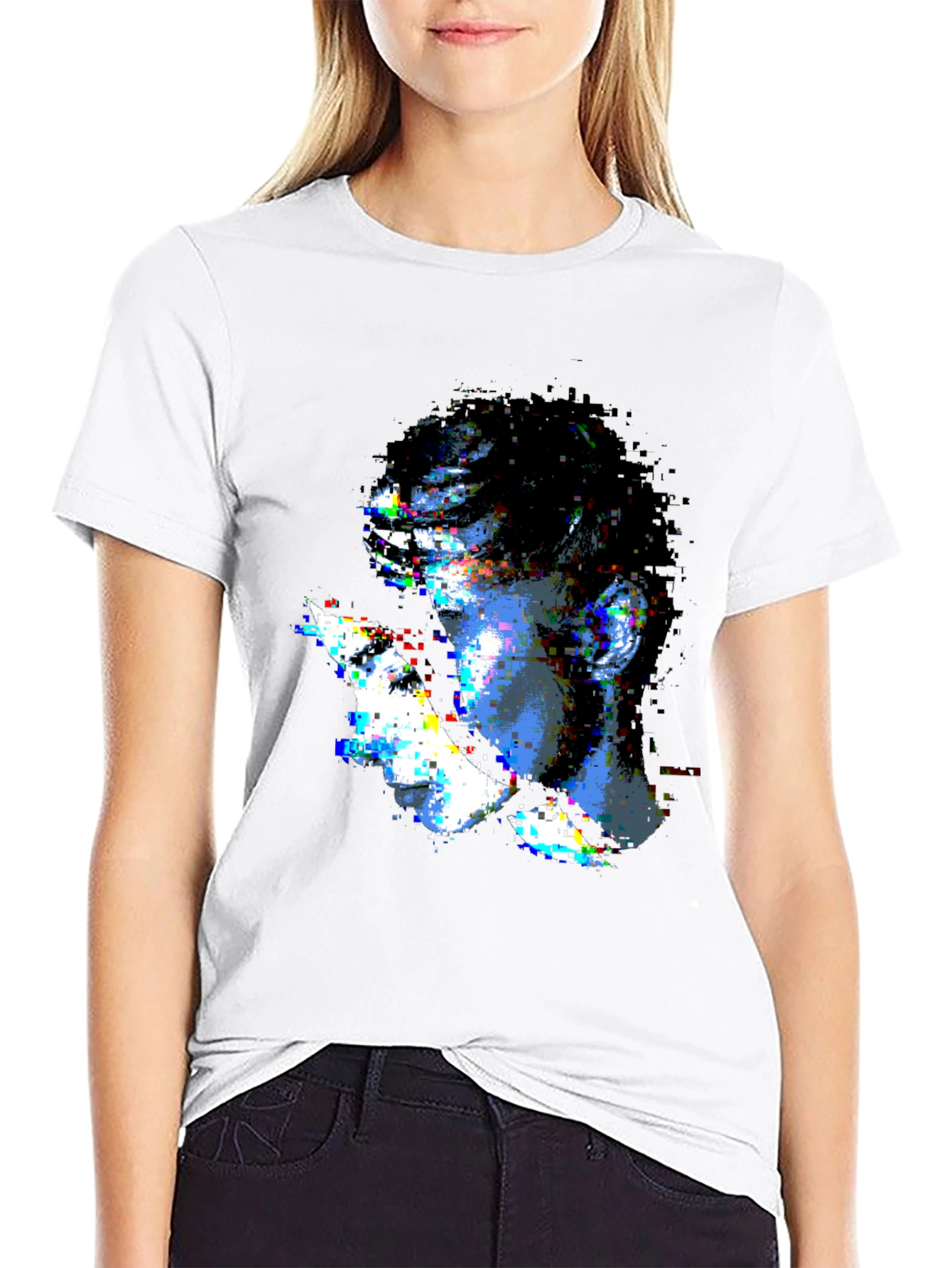 Glitch Art Graphic Black T-Shirt