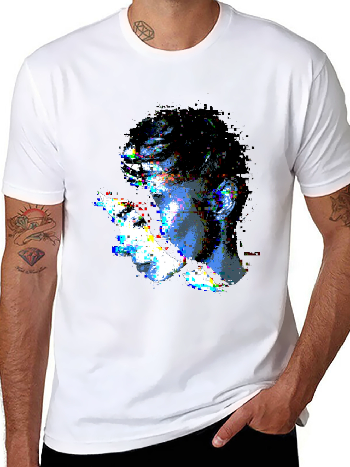 Glitch Art Graphic Black T-Shirt