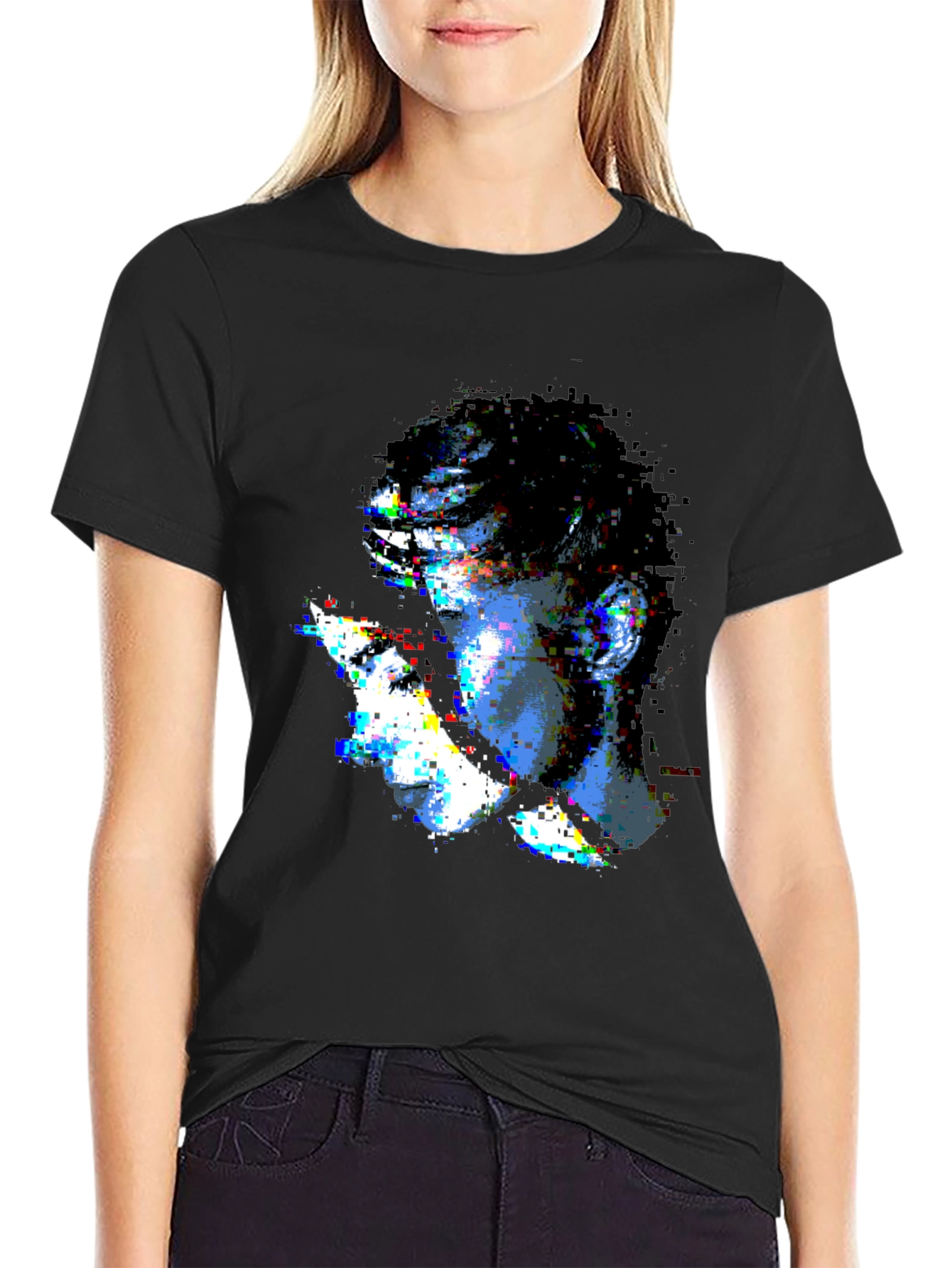 Glitch Art Graphic Black T-Shirt