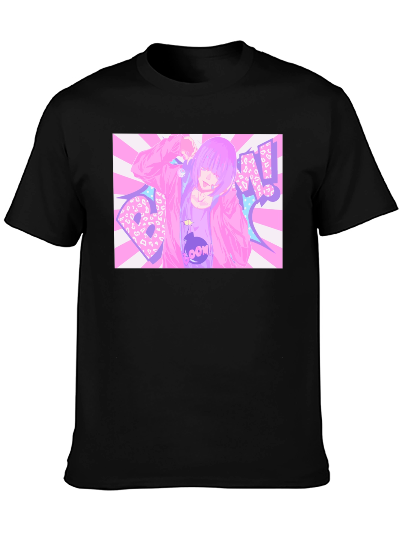 Boom Anime Graphic T-Shirt - Black