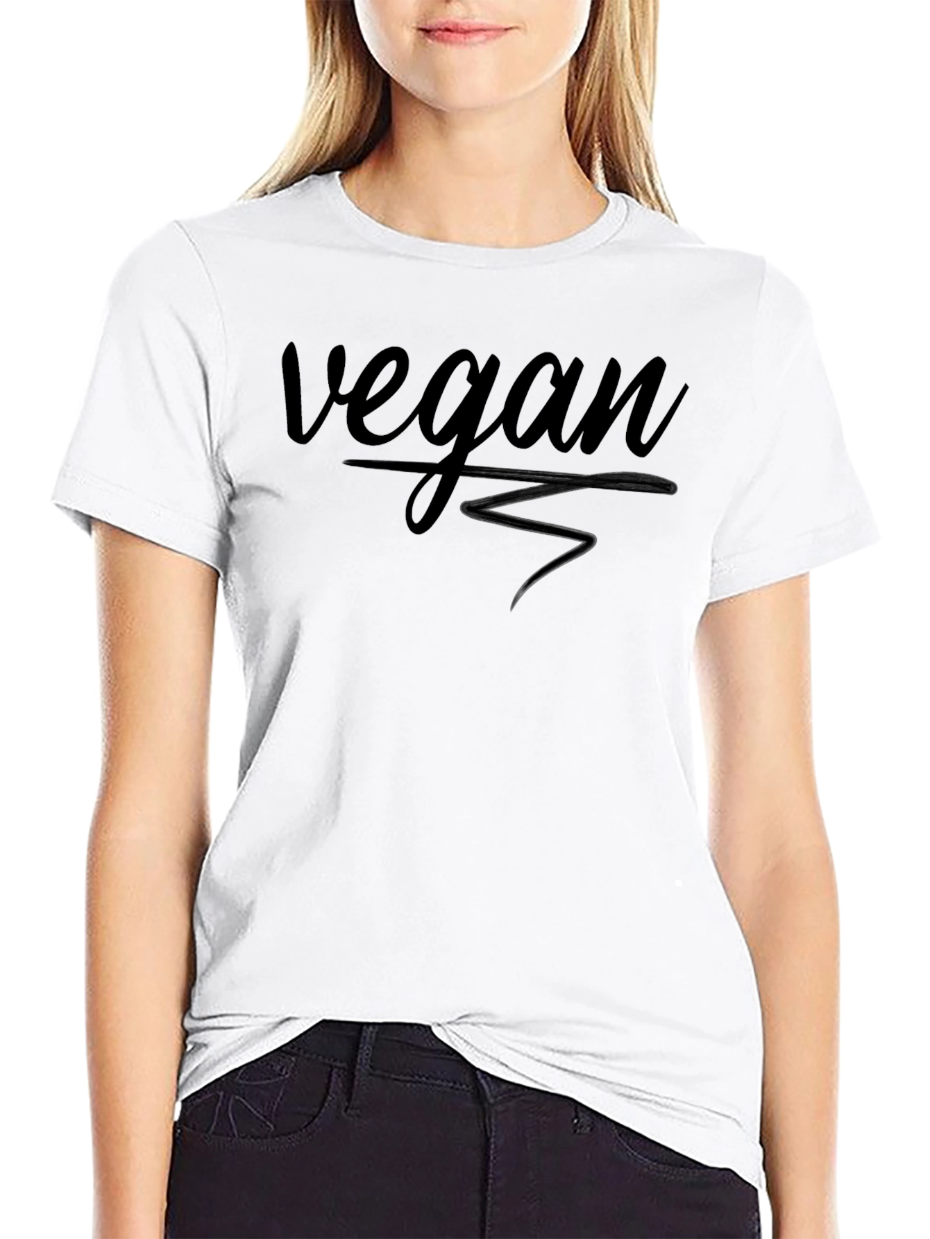 Vegan Statement T-Shirt - Black Crew Neck