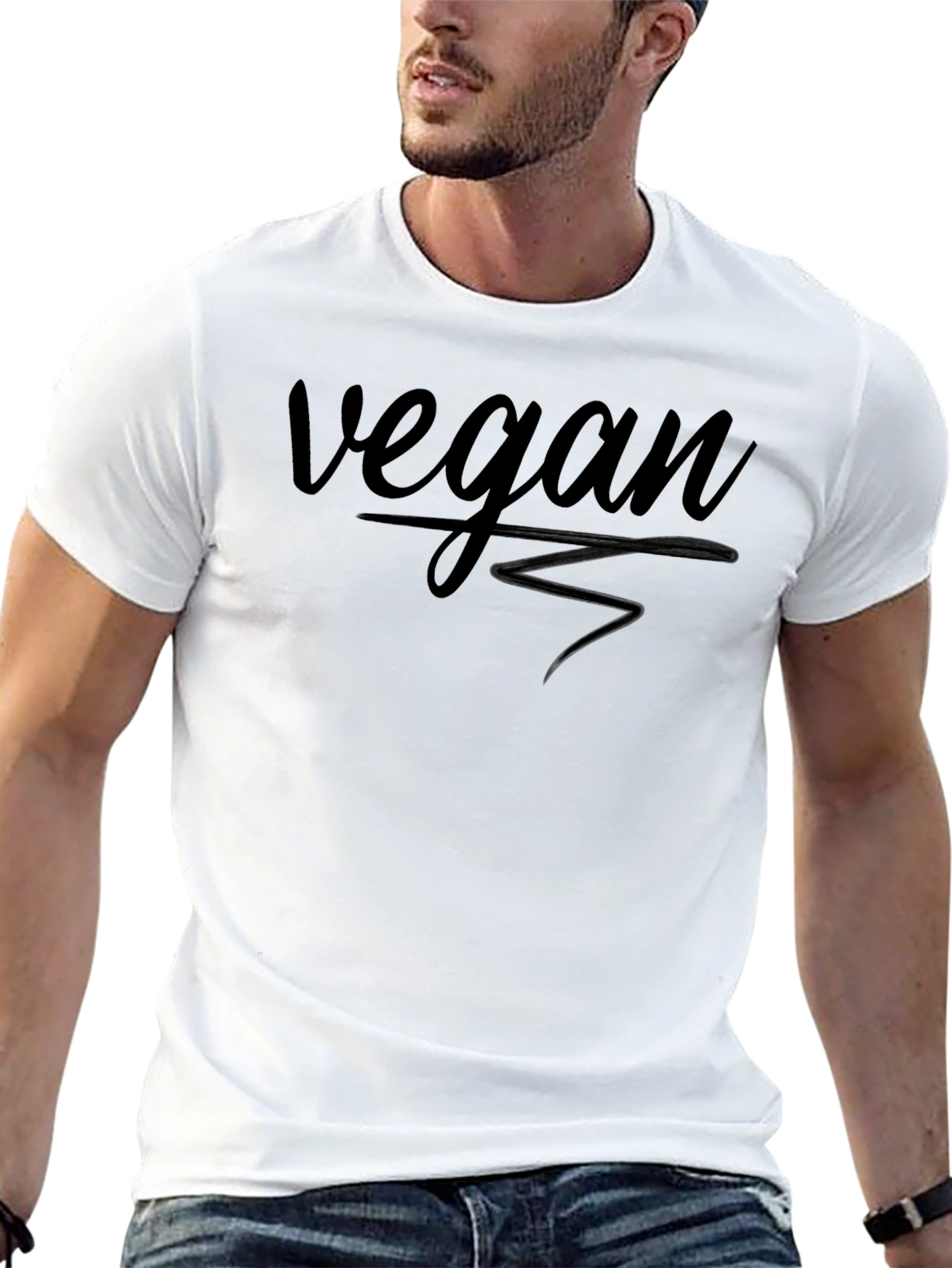 Vegan Statement T-Shirt - Black Crew Neck
