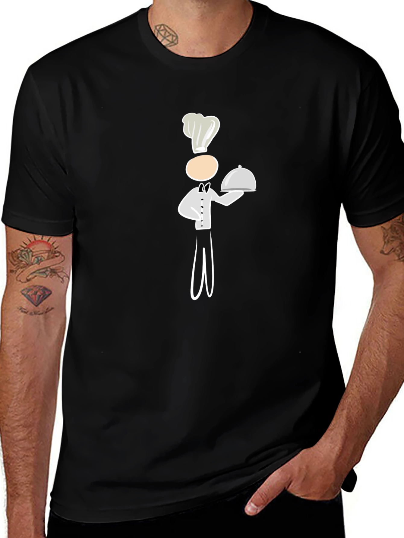 Chef Cartoon Graphic Tee - Black Cotton Blend