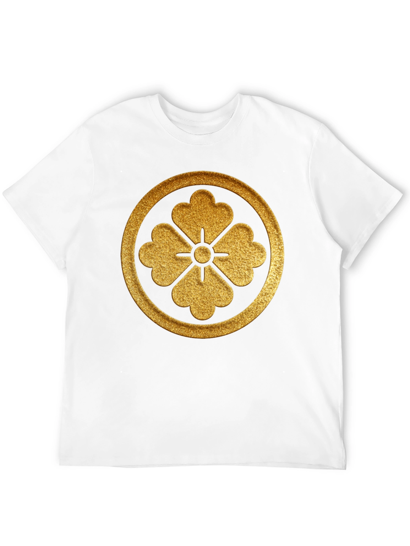 Golden Floral Crest Black T-Shirt