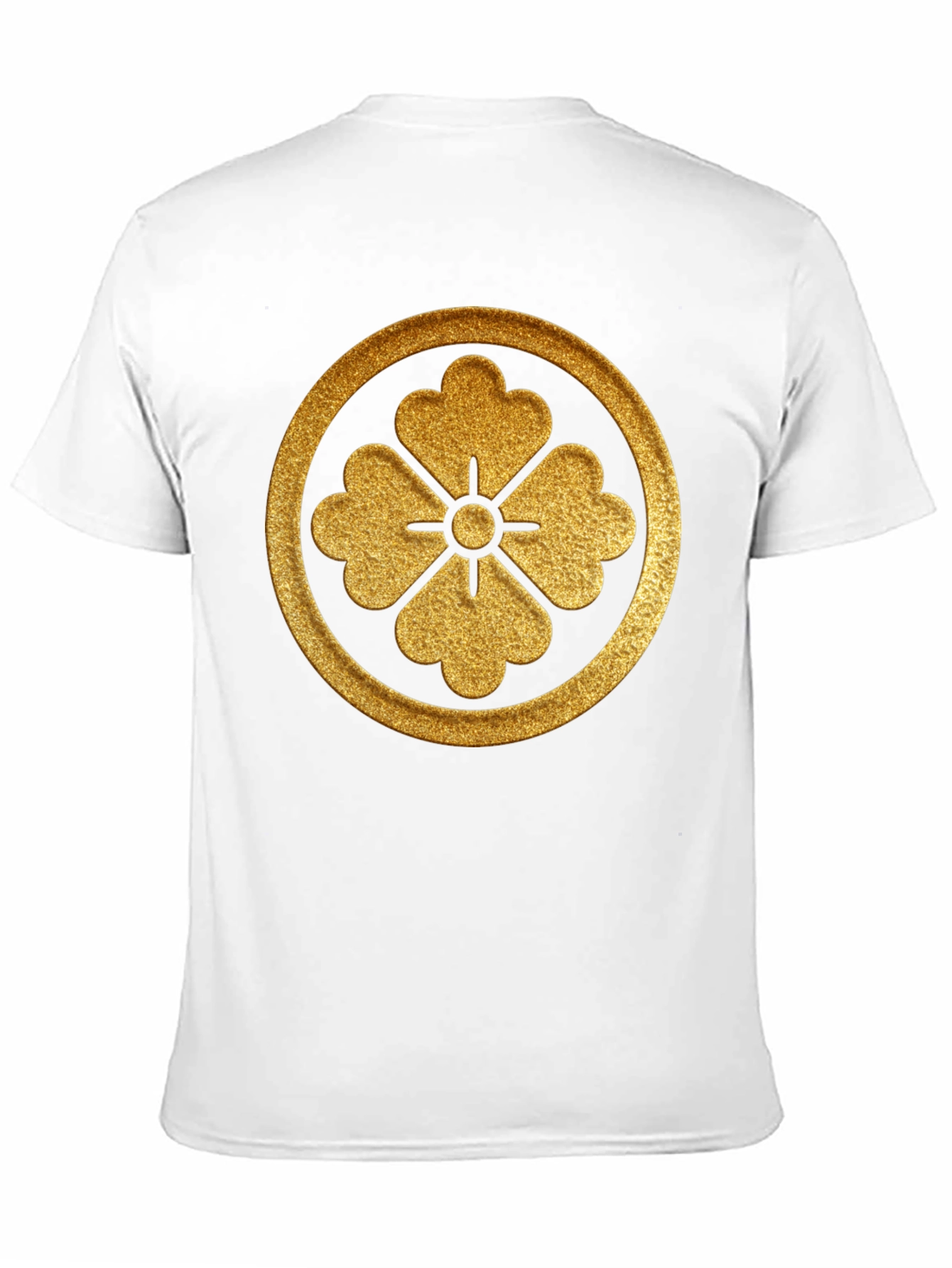 Golden Floral Crest Black T-Shirt