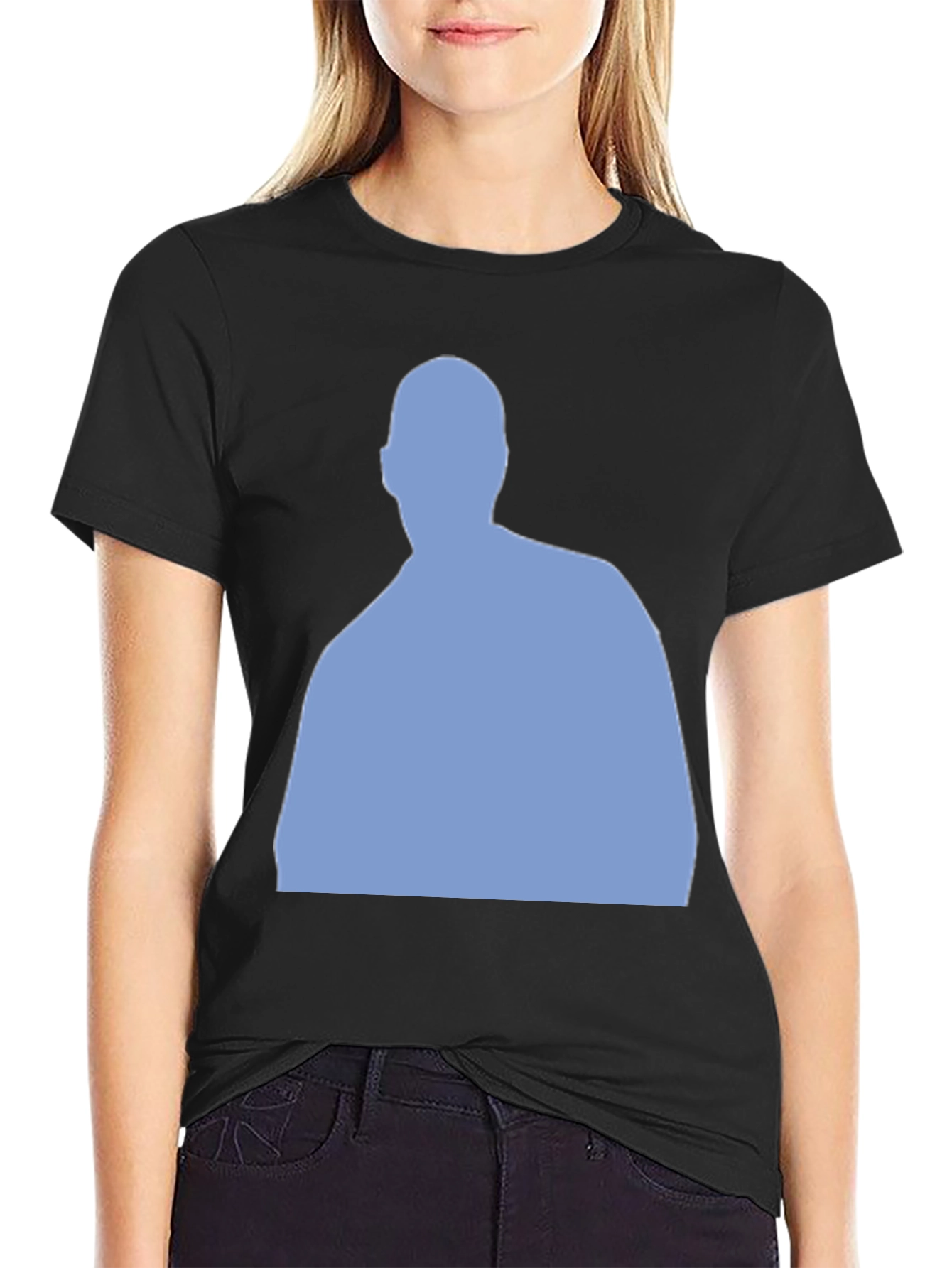 Mens Black T-Shirt with Blue Silhouette Design