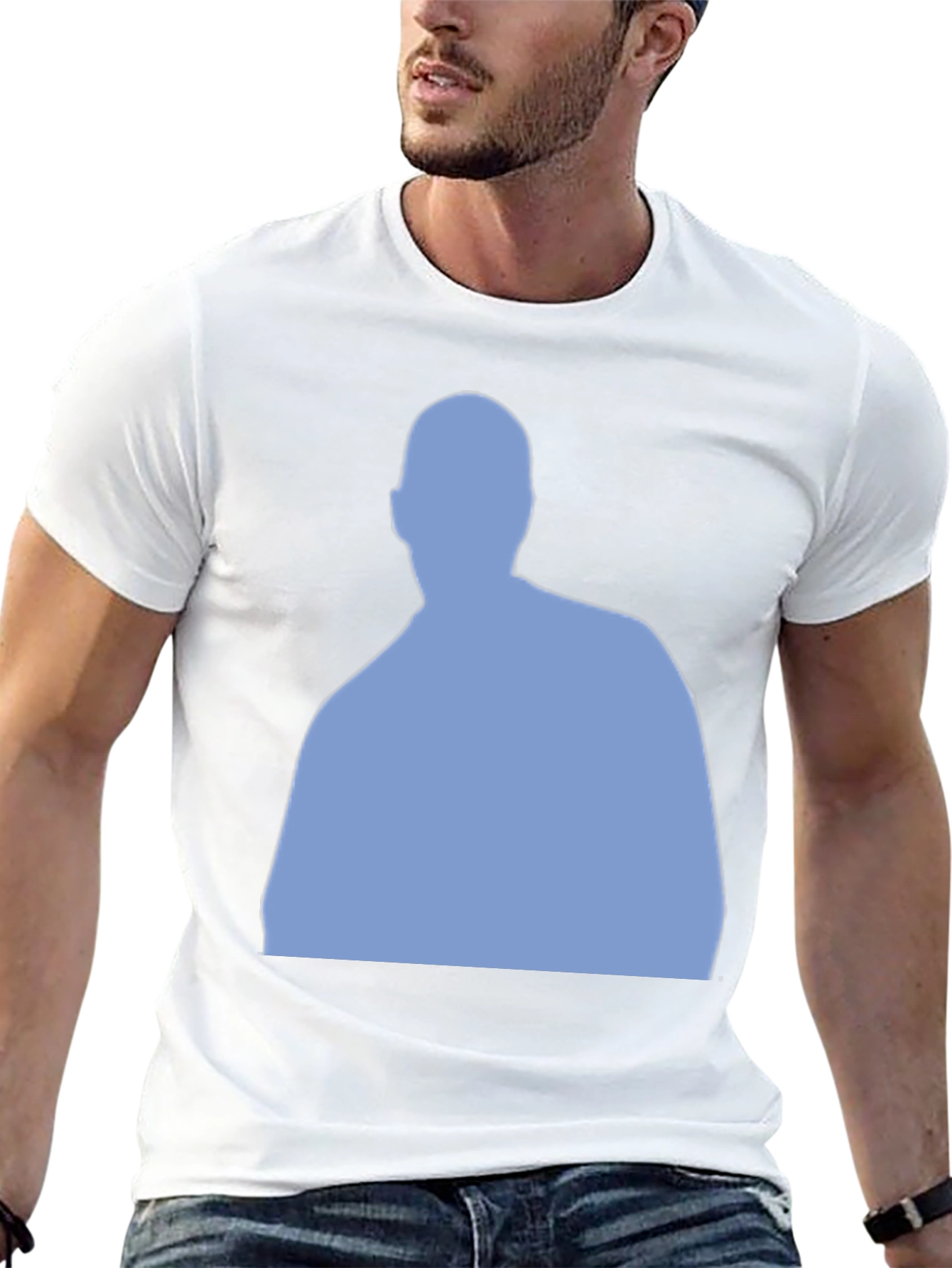 Mens Black T-Shirt with Blue Silhouette Design