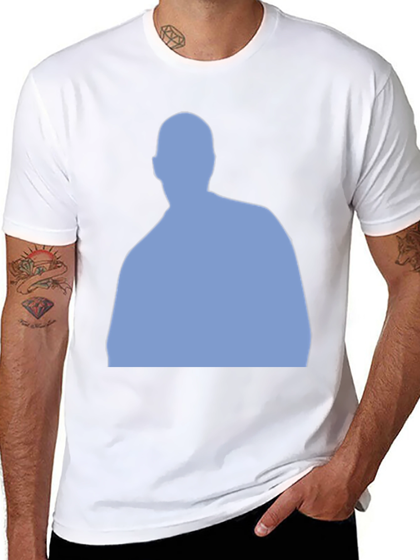 Mens Black T-Shirt with Blue Silhouette Design