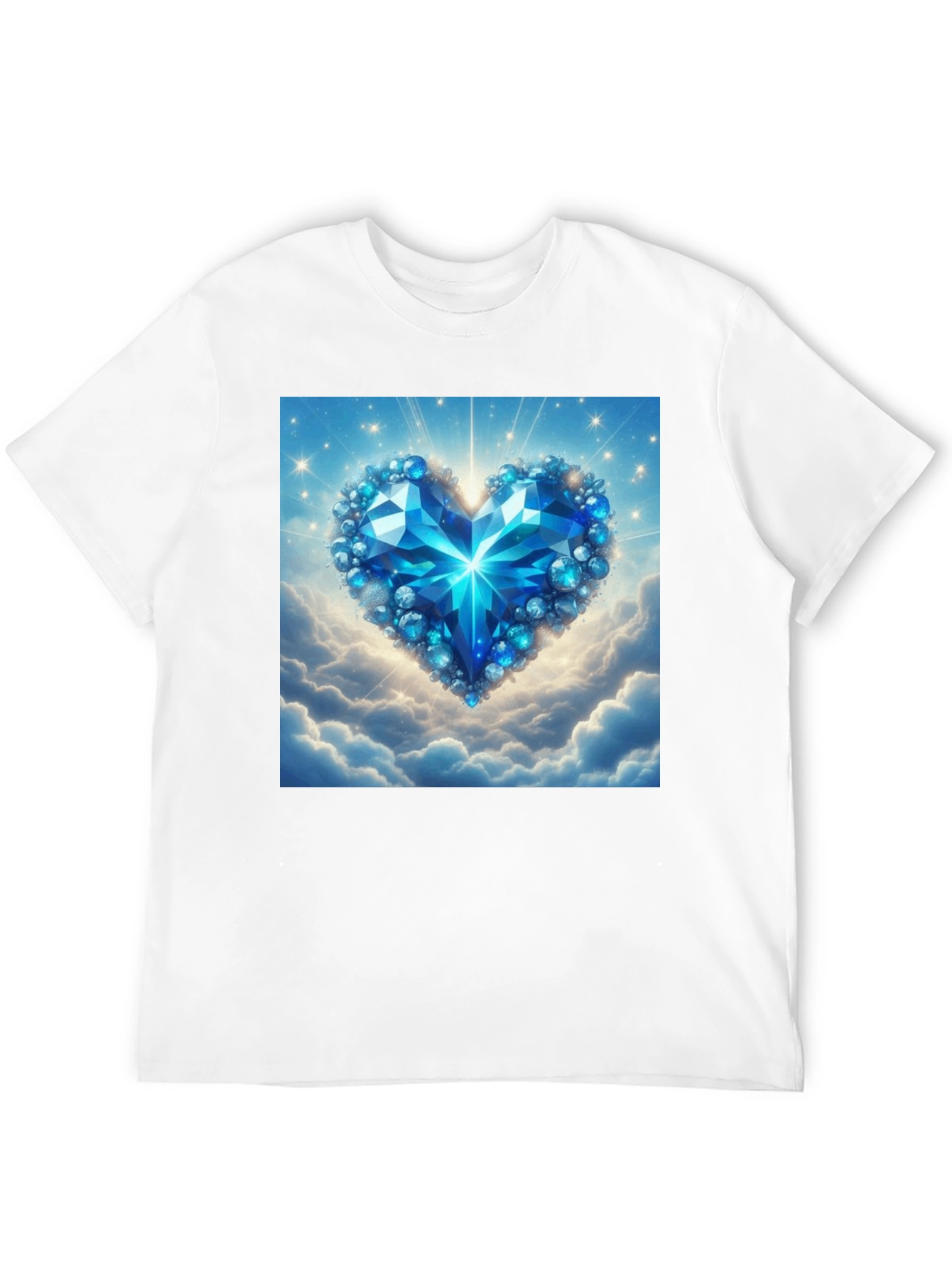 Blue Crystal Heart Graphic T-Shirt