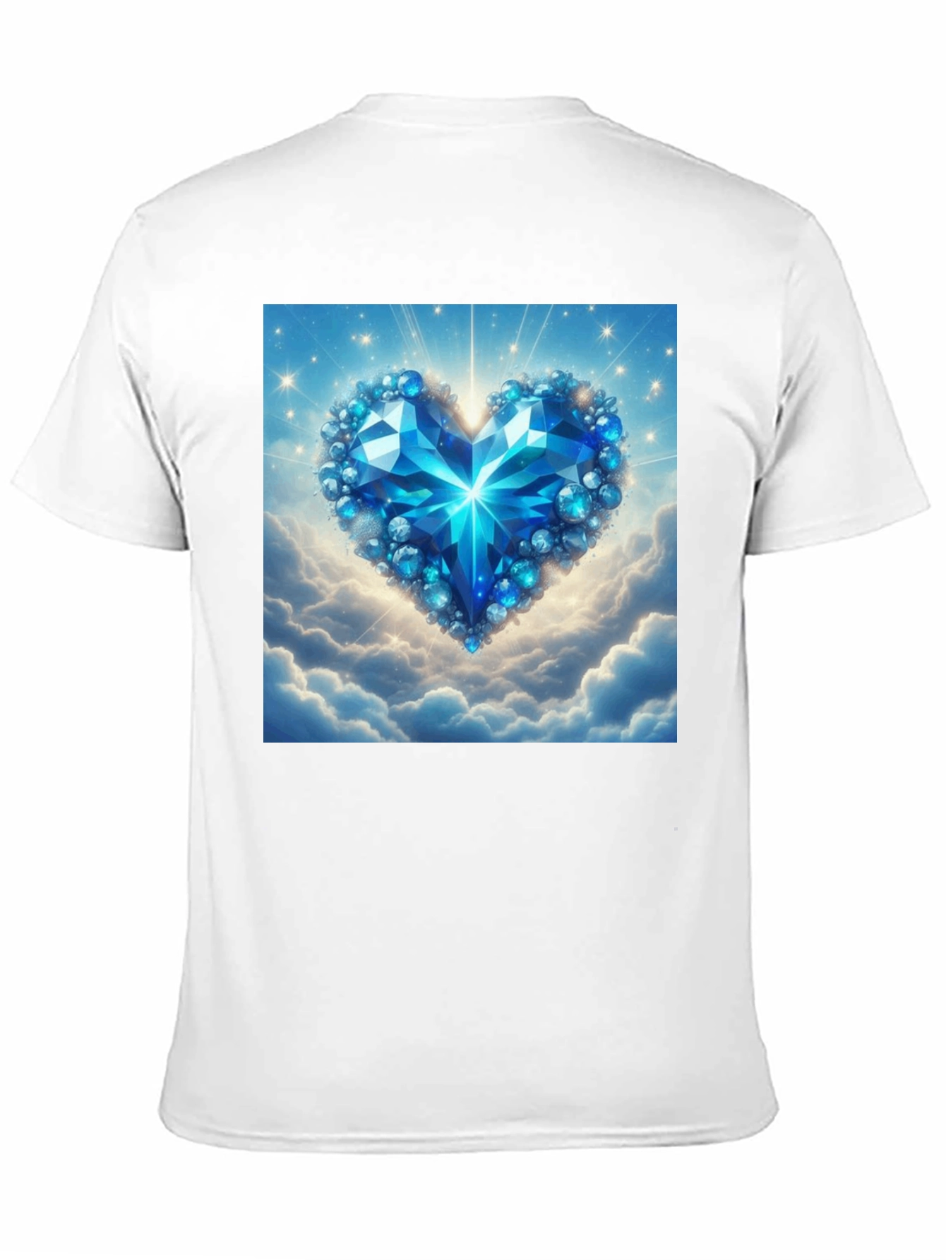 Blue Crystal Heart Graphic T-Shirt